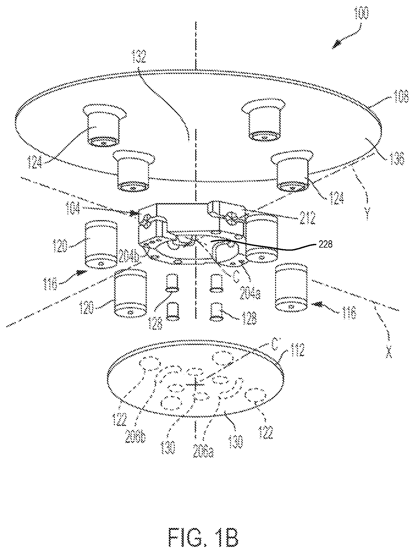 Patent US12313905 Figure 2 – Monolithic two-axis flexure with center hole feature