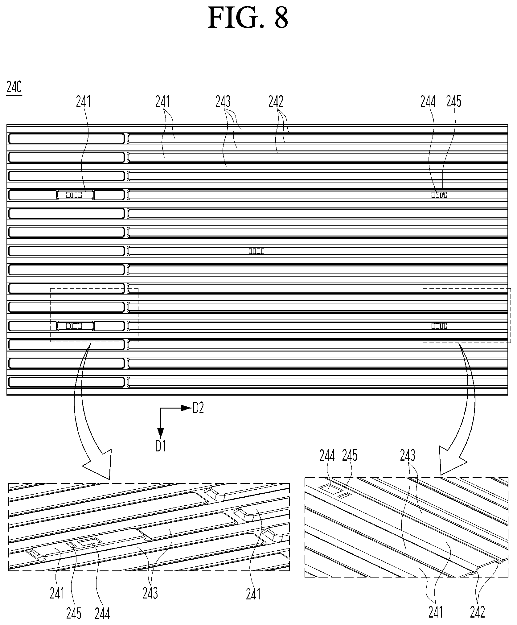 Patent US12313934 Figure 7 – Backlight unit having a rear plate that includes a second bead disposed between a substrate seating unit and a first bead
