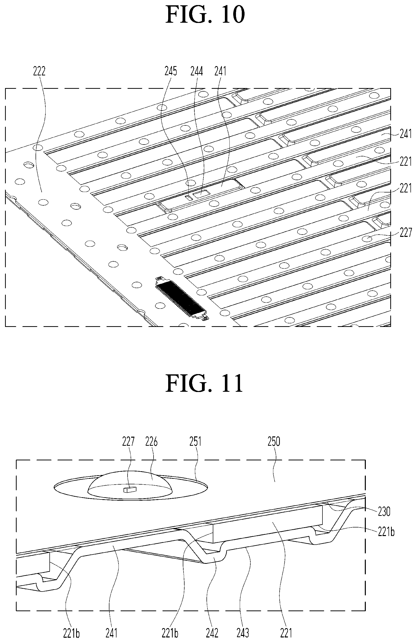 Patent US12313934 Figure 9 – Backlight unit having a rear plate that includes a second bead disposed between a substrate seating unit and a first bead