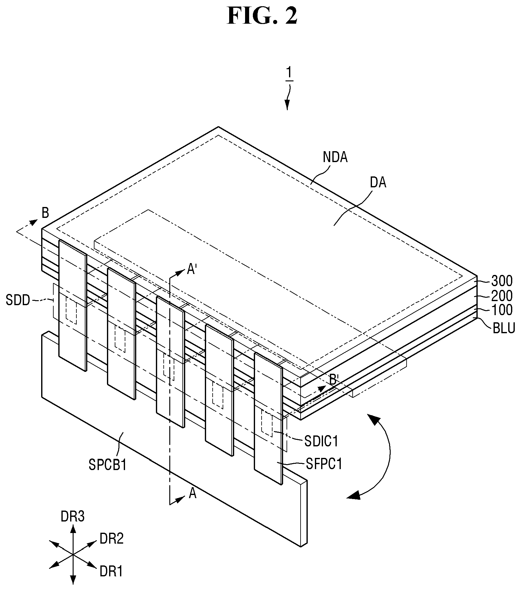 Patent US12313944 Figure 2 – Display device and method for manufacturing same