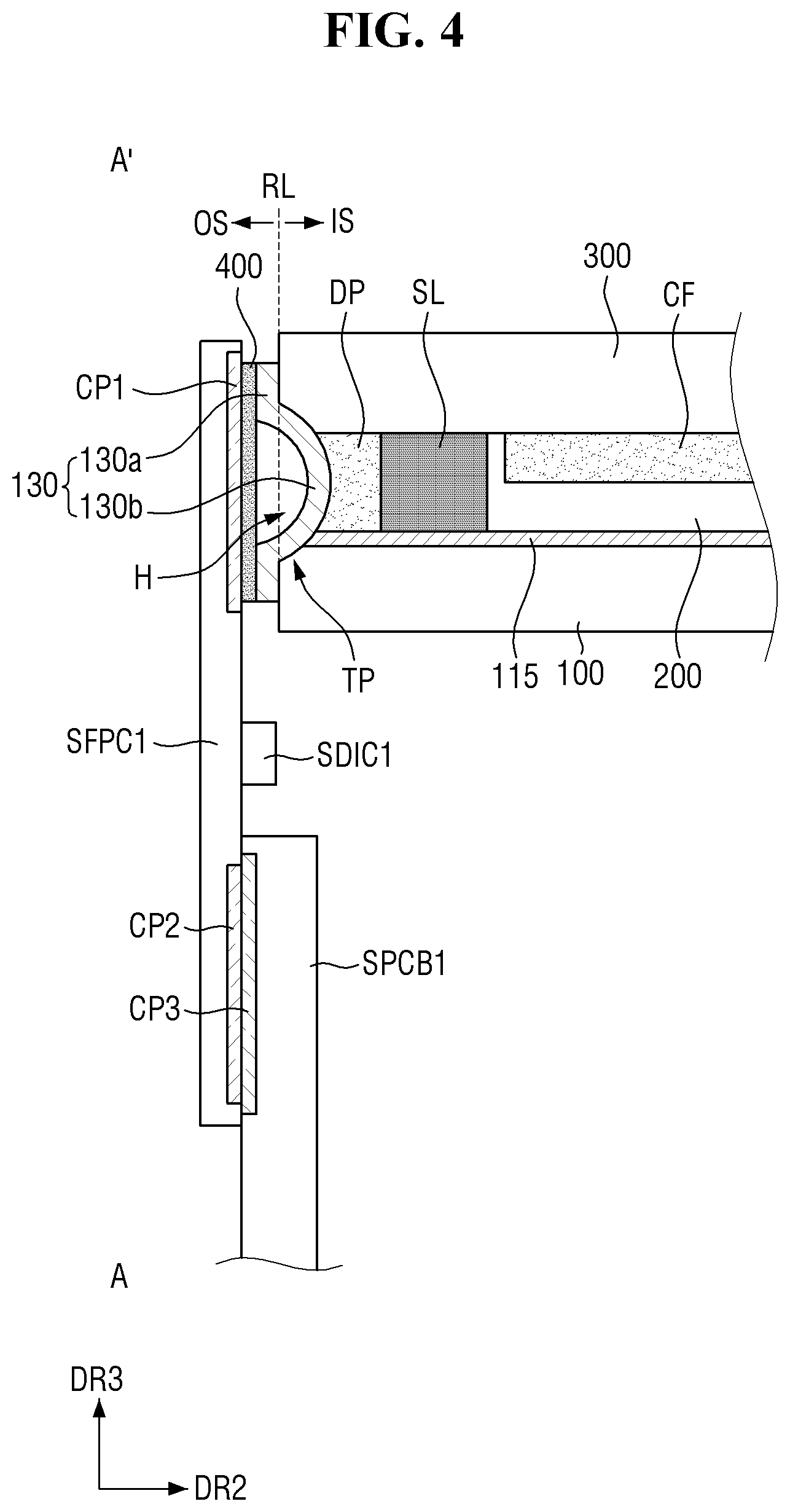 Patent US12313944 Figure 4 – Display device and method for manufacturing same