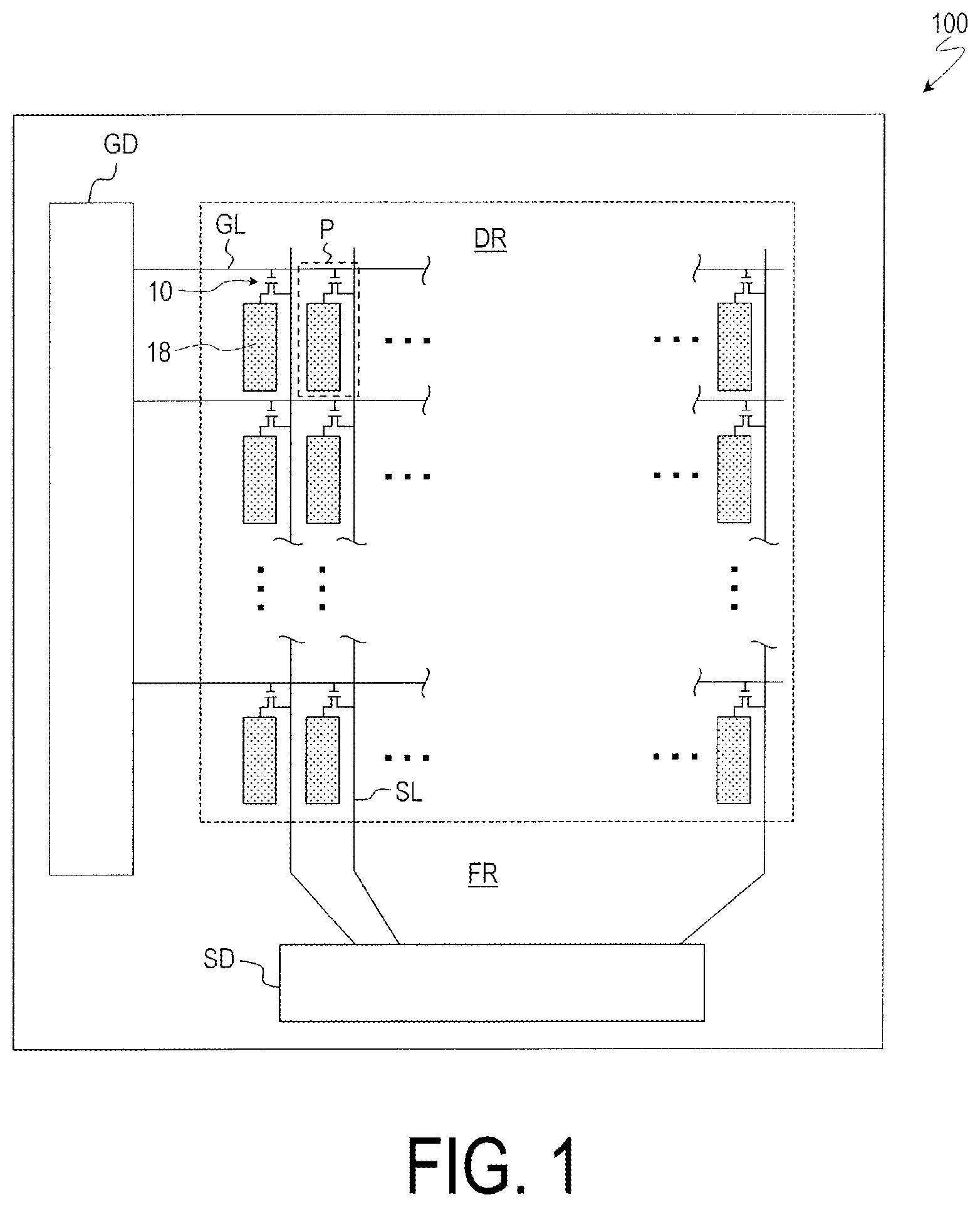 Patent US12313948 Figure 1 – Active matrix substrate and liquid crystal display device