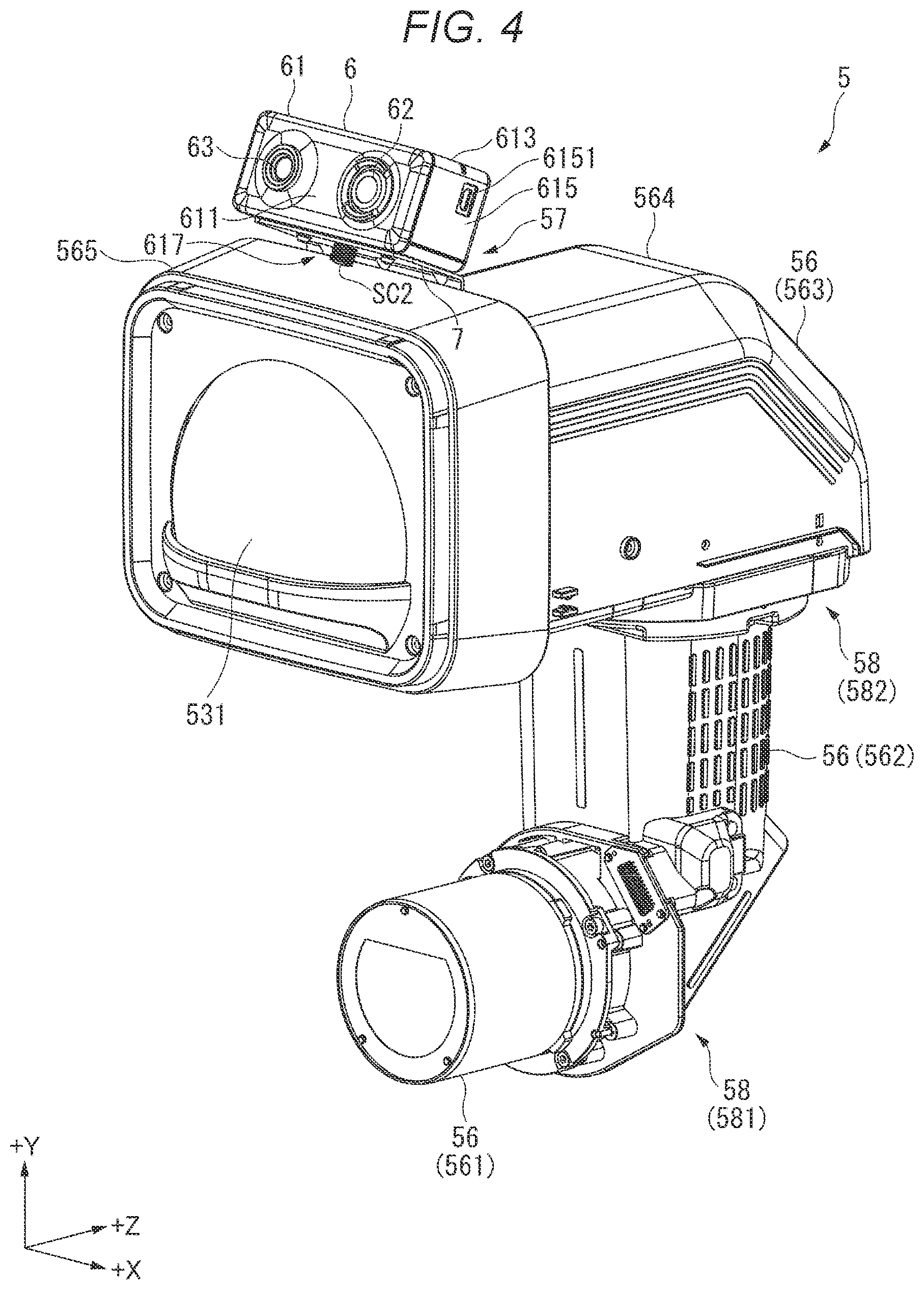 Patent US12313960 Figure 4 – Mounting member and projection optical apparatus