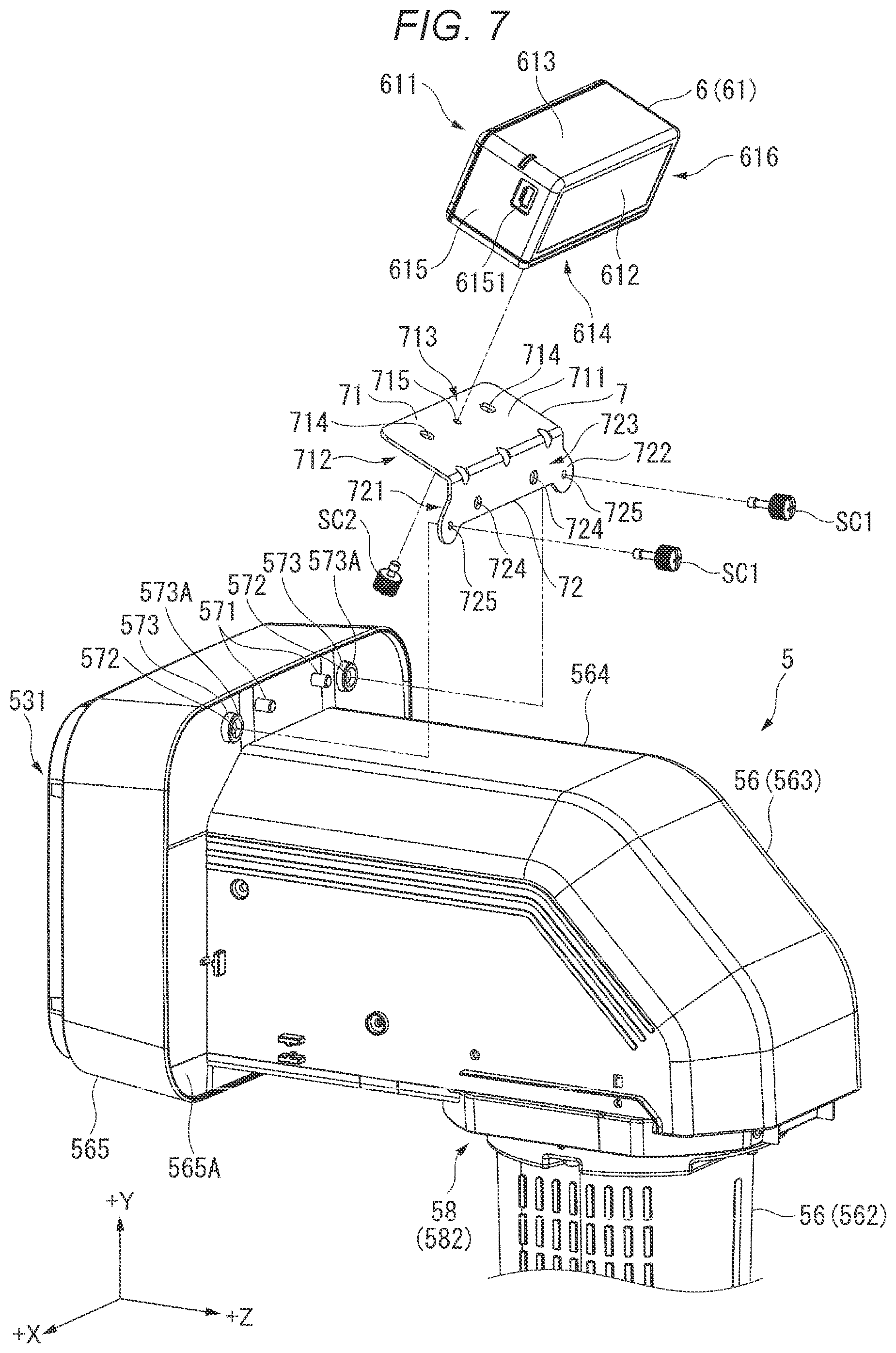 Patent US12313960 Figure 7 – Mounting member and projection optical apparatus