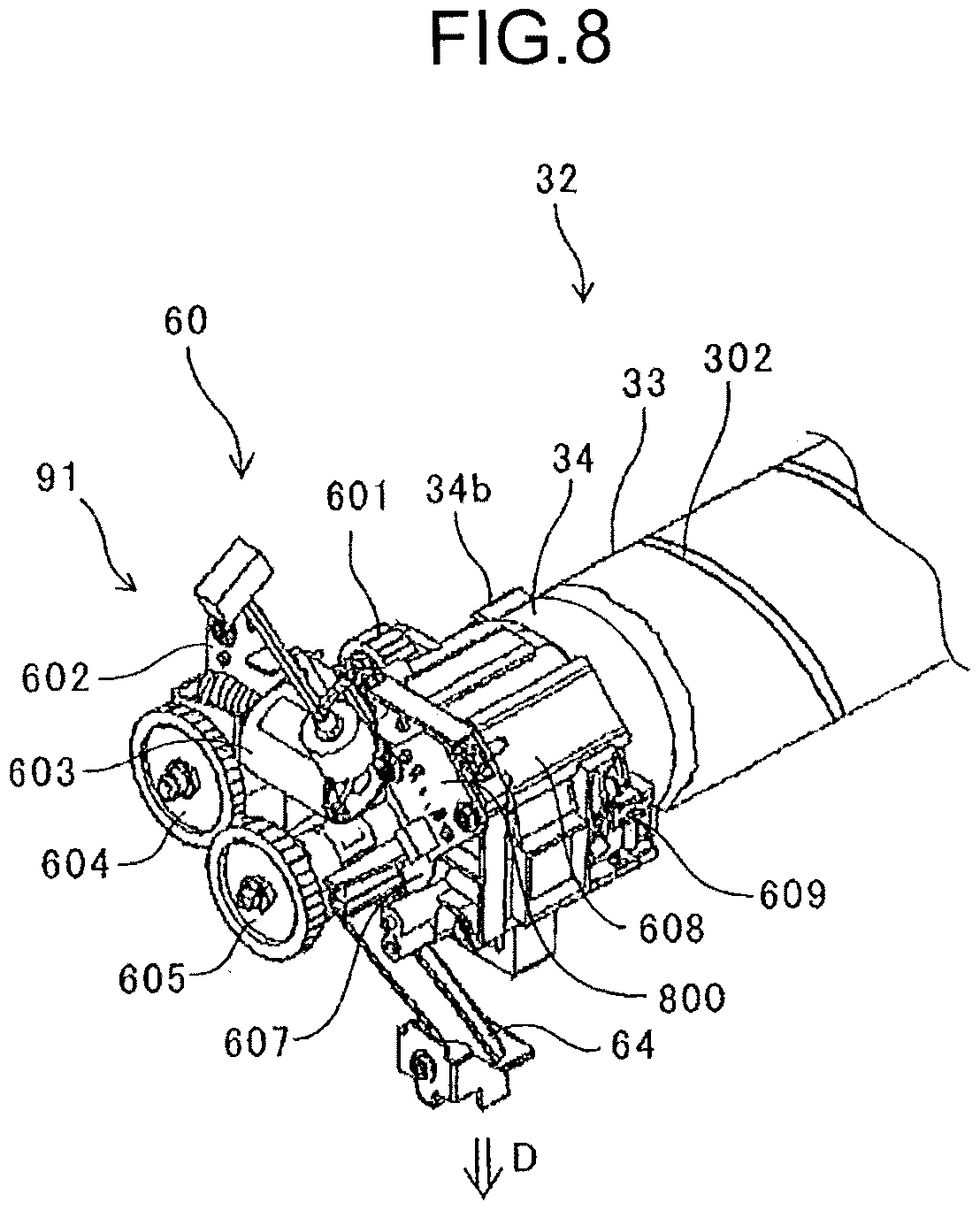 Patent US12313987 Figure 8 – Powder container with a nozzle receiver