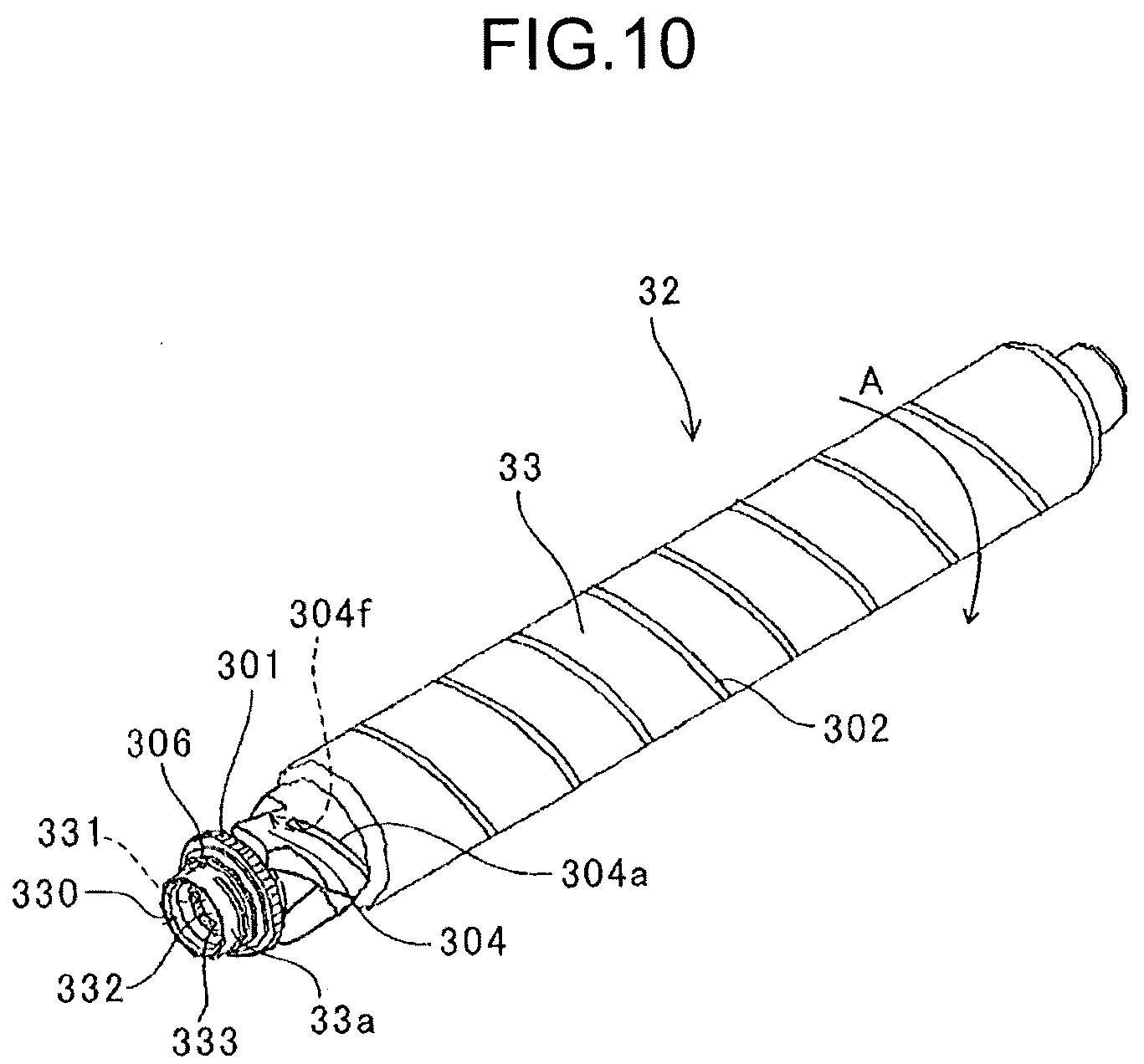 Patent US12313987 Figure 10 – Powder container with a nozzle receiver