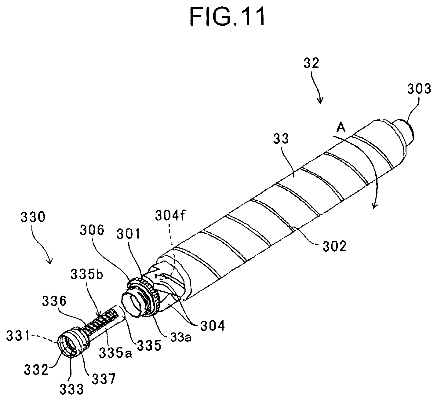 Patent US12313987 Figure 11 – Powder container with a nozzle receiver