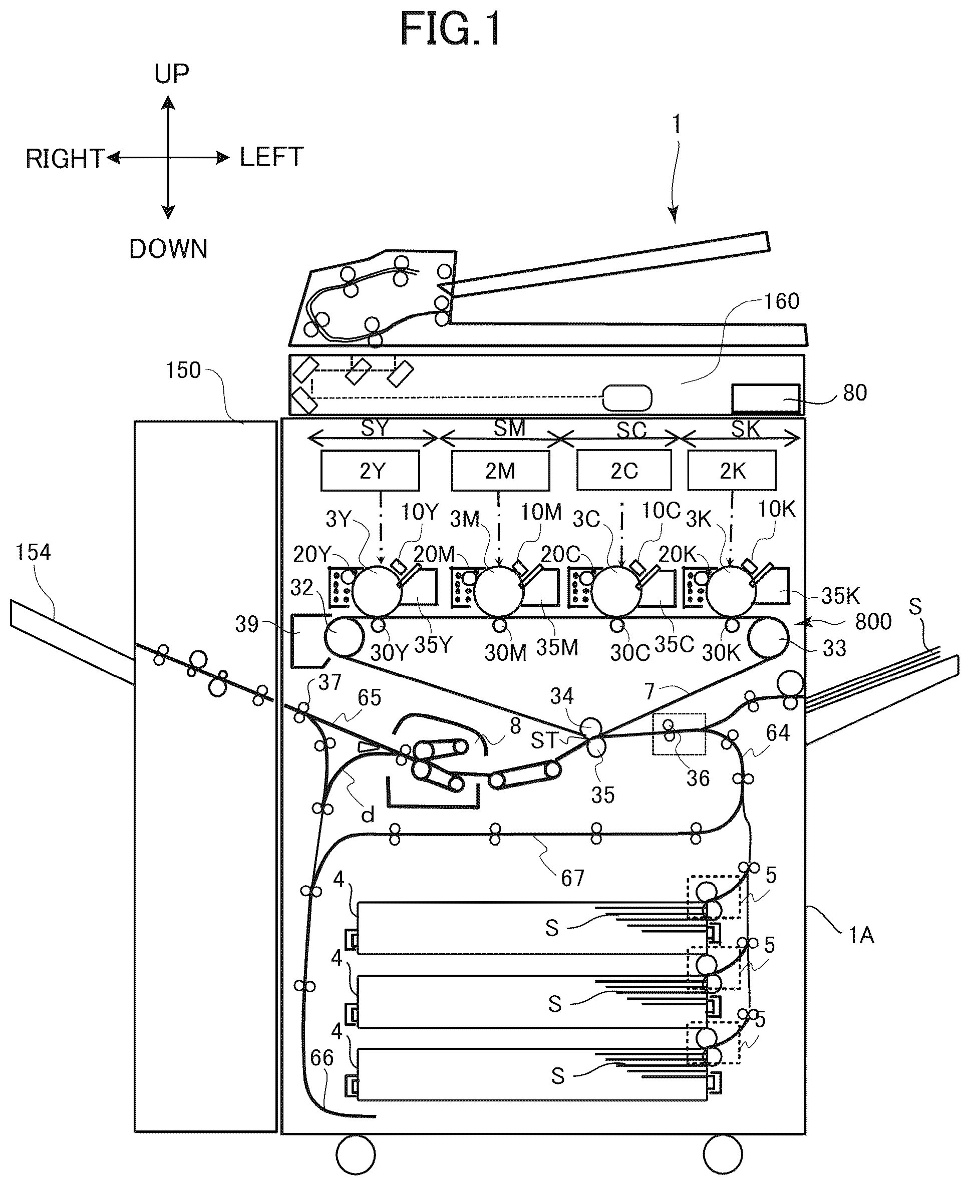 Patent US12313999 Figure 1 – Image forming apparatus having improved access to drive unit