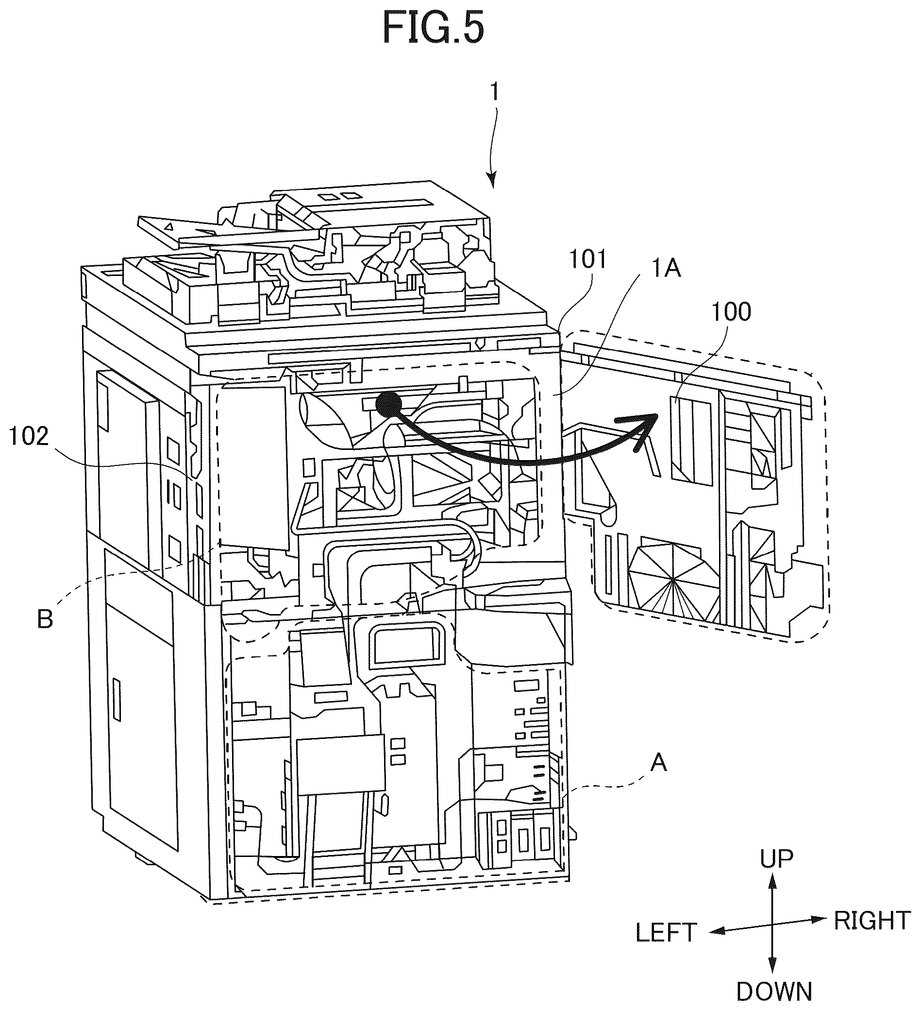 Patent US12313999 Figure 5 – Image forming apparatus having improved access to drive unit