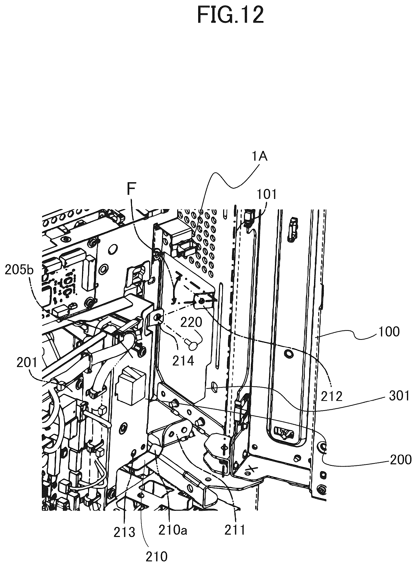 Patent US12313999 Figure 12 – Image forming apparatus having improved access to drive unit