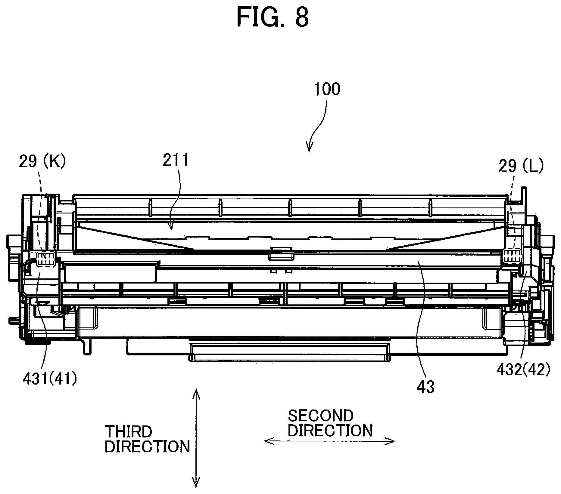 Patent US12314002 Figure 8 – Drum cartridge including electrical contact surface positioned at outer surface of drum frame