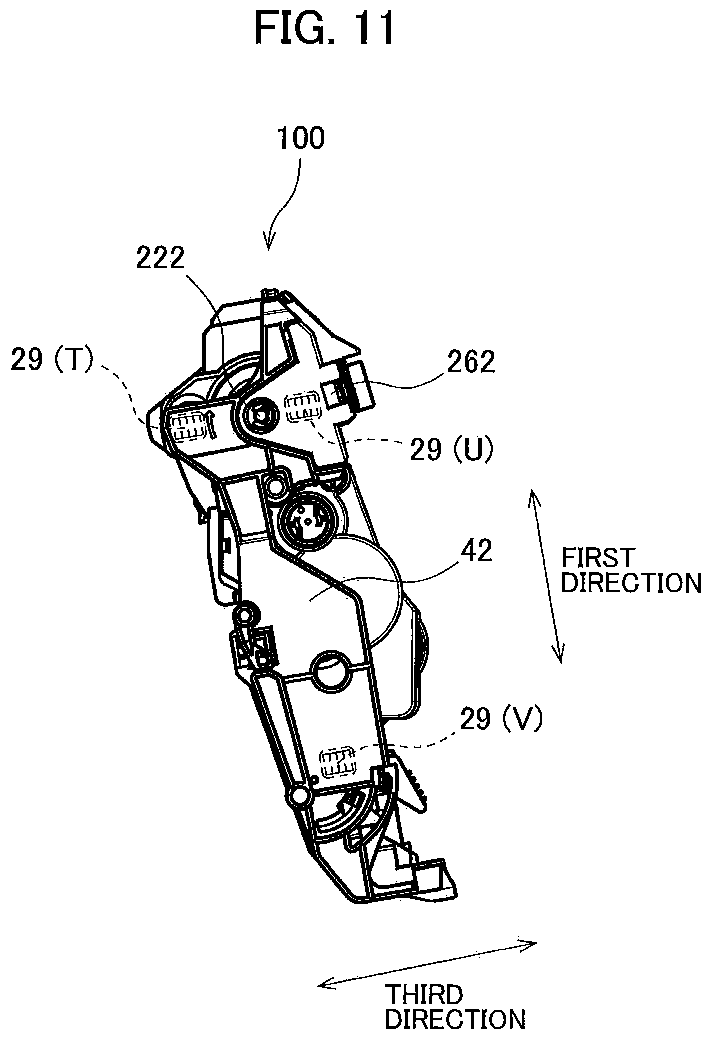 Patent US12314002 Figure 11 – Drum cartridge including electrical contact surface positioned at outer surface of drum frame