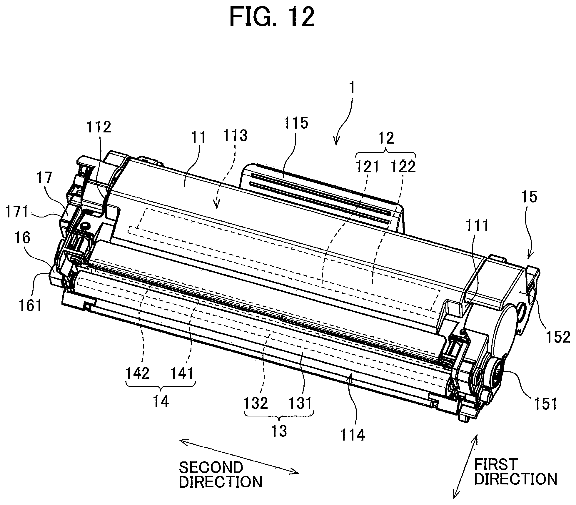 Patent US12314002 Figure 12 – Drum cartridge including electrical contact surface positioned at outer surface of drum frame