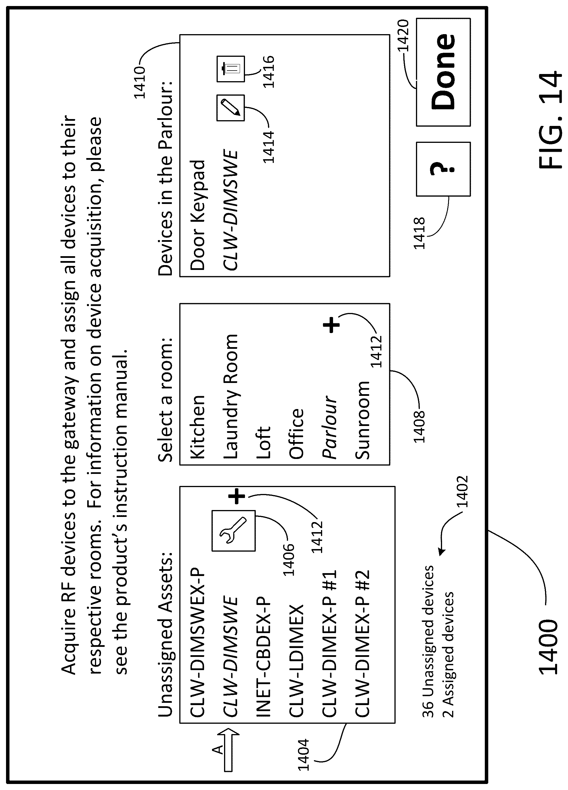 Patent US12314024 Figure 14 – Method for establishing a building automation system including installing a plurality of controllable devices in a plurality of rooms in a building