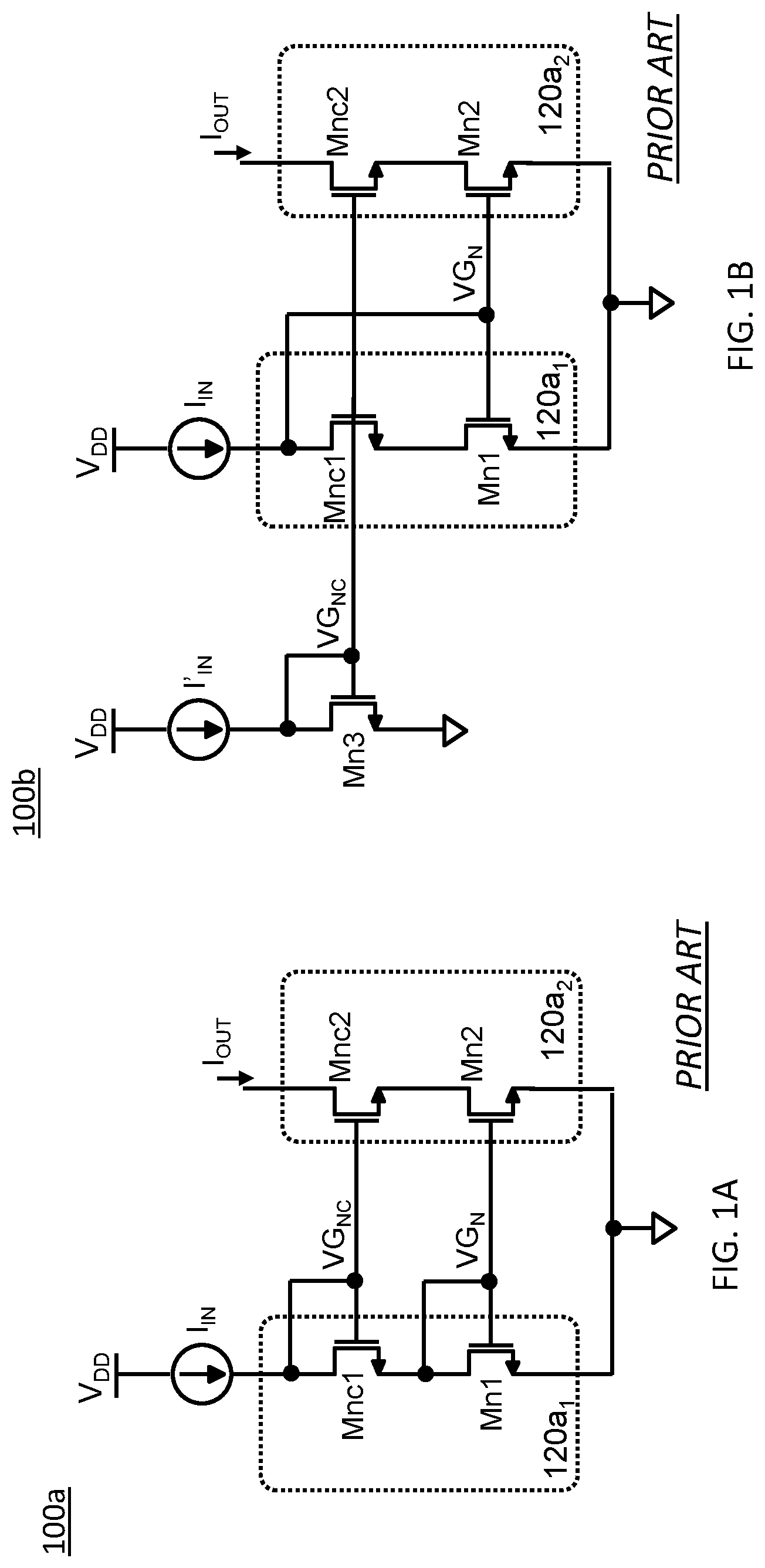 Patent US12314073 Figure 1 – Low voltage cascode current mirror