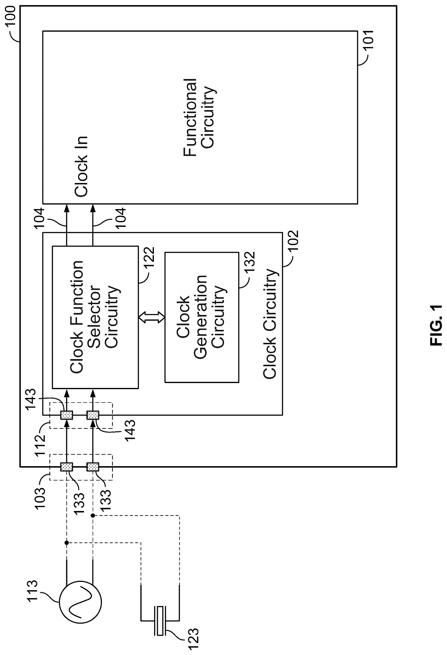 Patent US12314077 Figure 1 – Wireline transceiver with internal and external clock generation