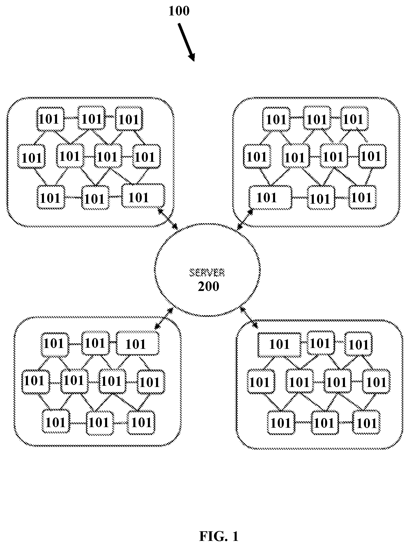 Patent US12314078 Figure 1 – Infrastructure article system for synchronizing blinks of infrastructure articles connected in mesh network