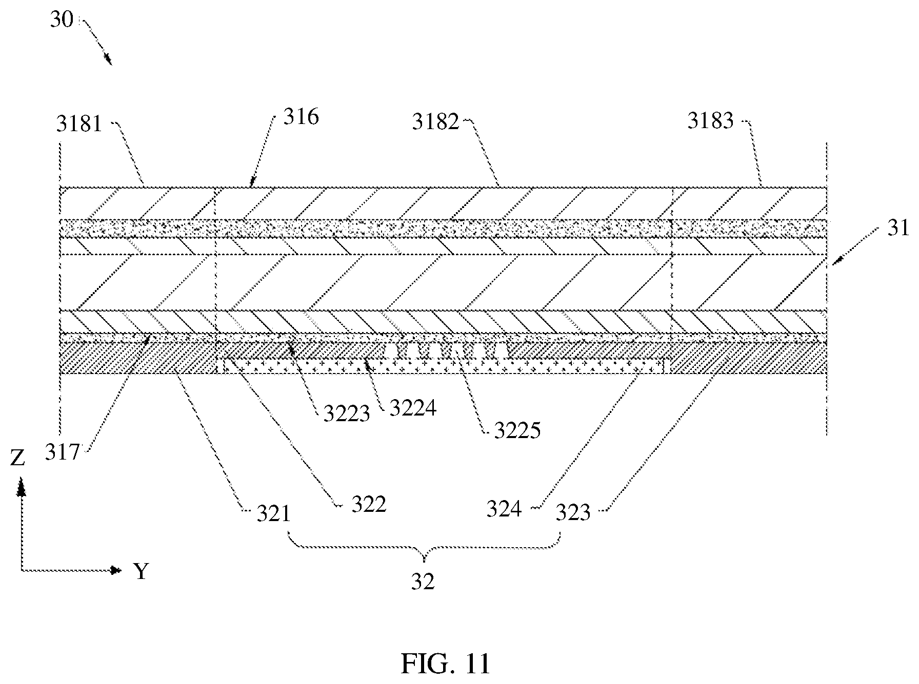 Patent US12314084 Figure 9 – Display module with a bendable region and non-bendable region, and electronic device