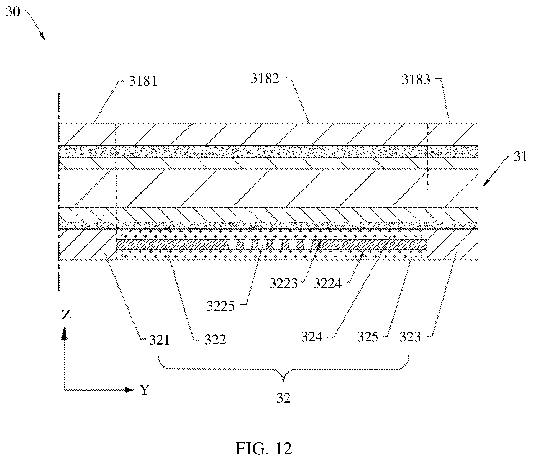 Patent US12314084 Figure 10 – Display module with a bendable region and non-bendable region, and electronic device