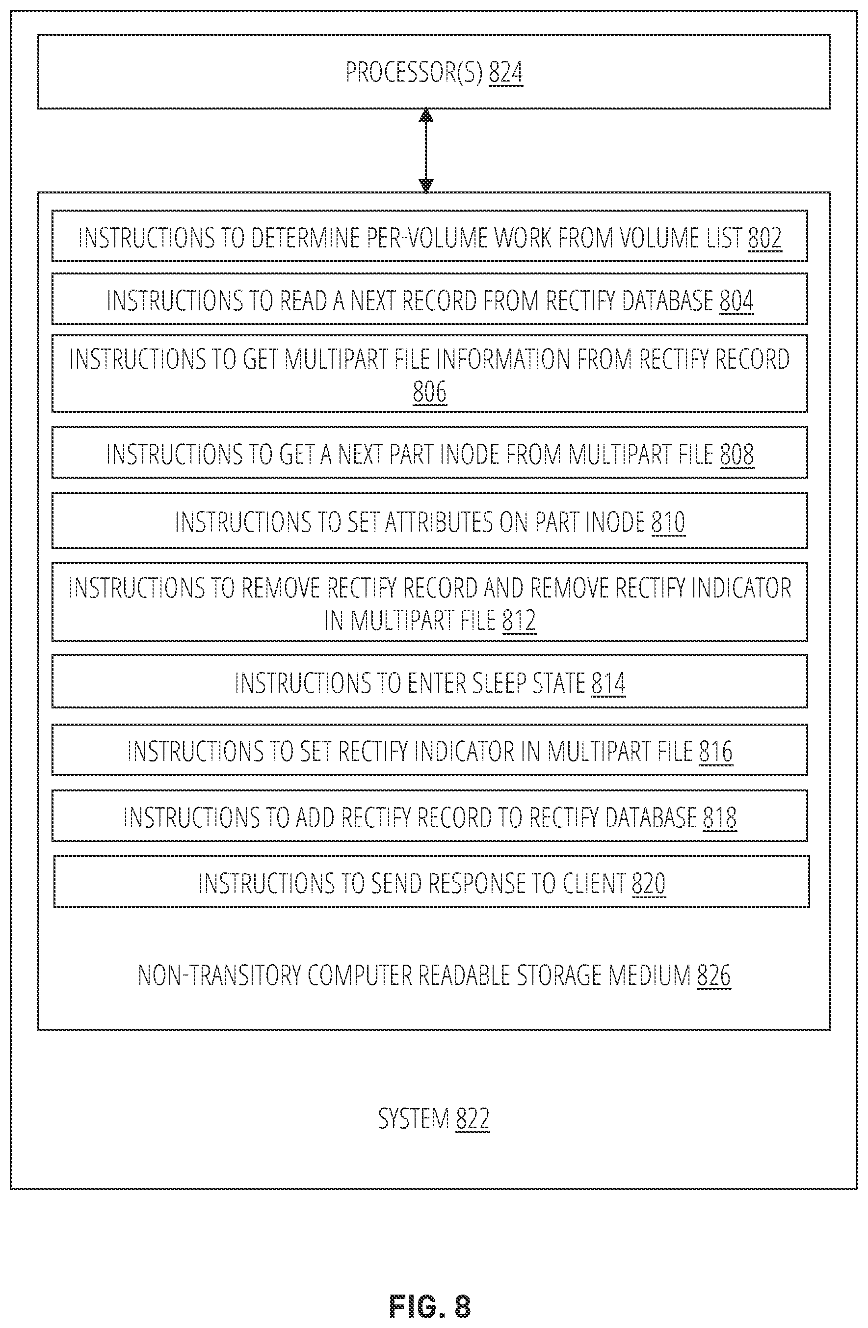 Patent US12314221 Figure 8 – Managing attributes in child nodes for a multi-part file