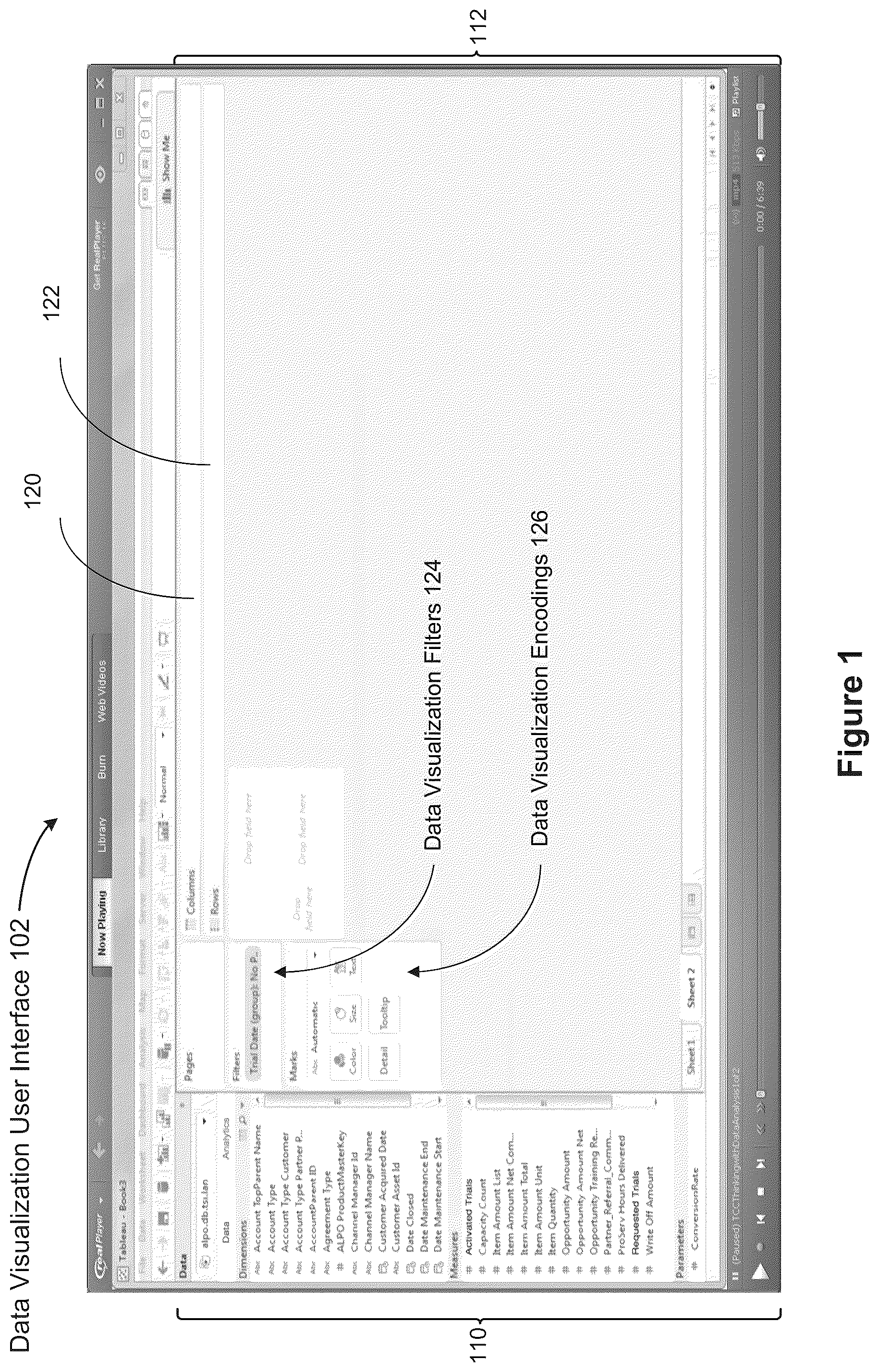 Patent US12314323 Figure 1 – Data visualization user interface with seamless online and offline user interaction