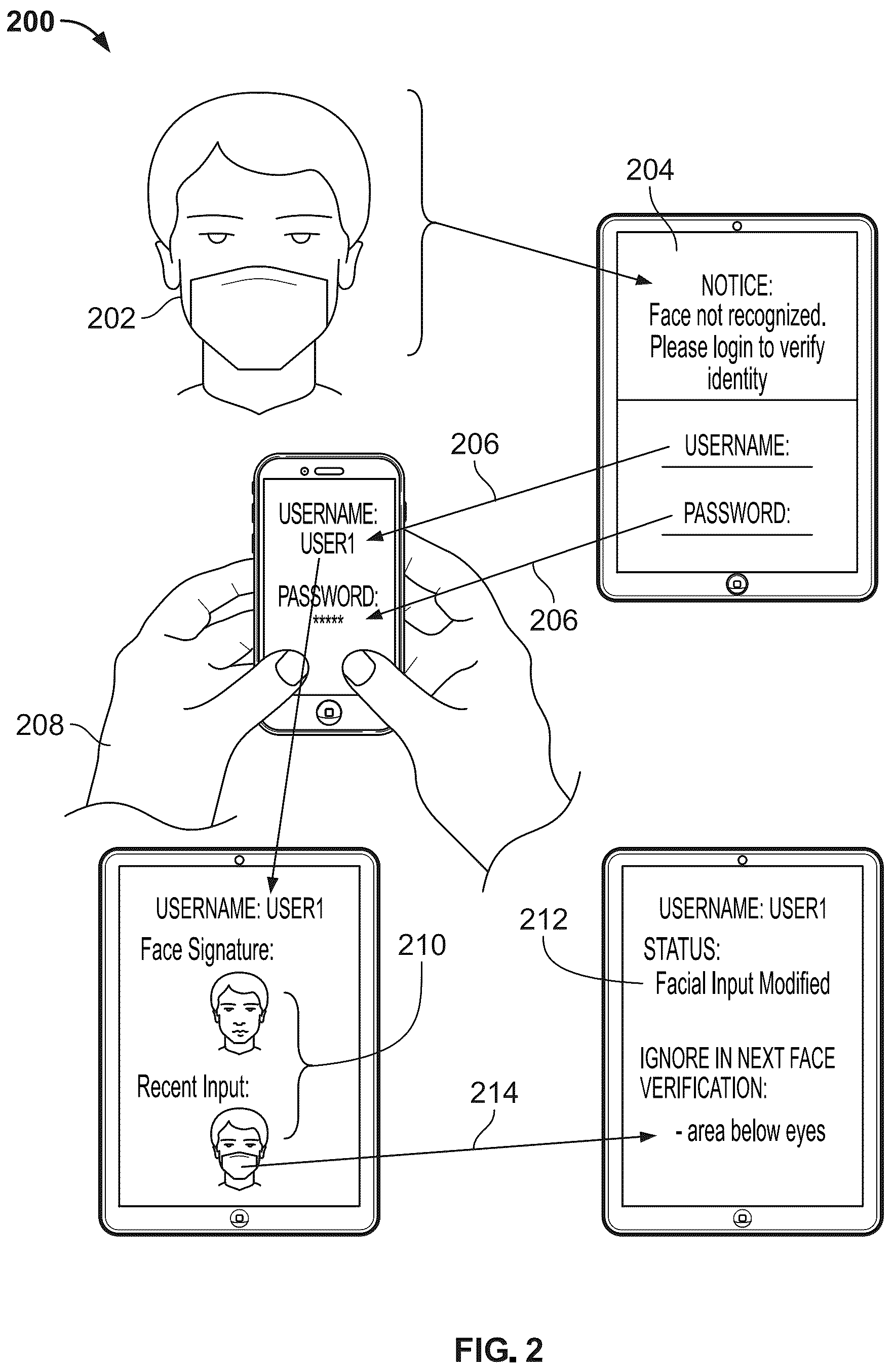 Patent US12314376 Figure 2 – Adaptive biometric authentication