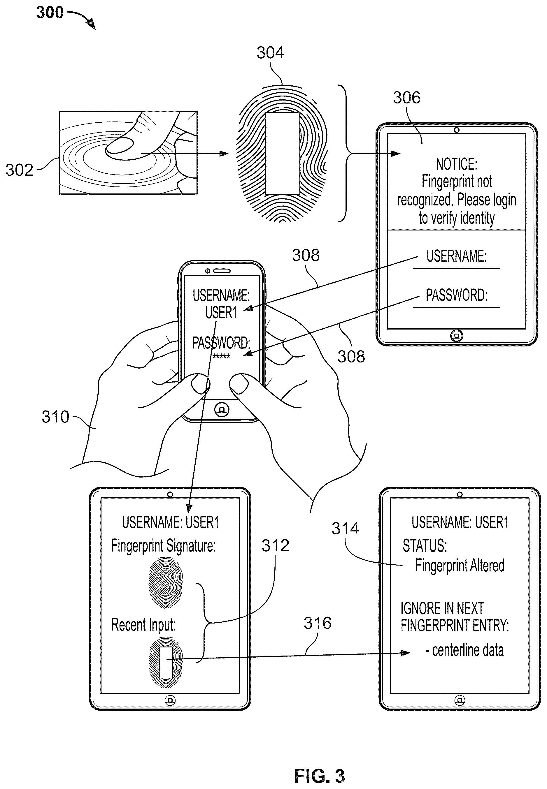 Patent US12314376 Figure 3 – Adaptive biometric authentication