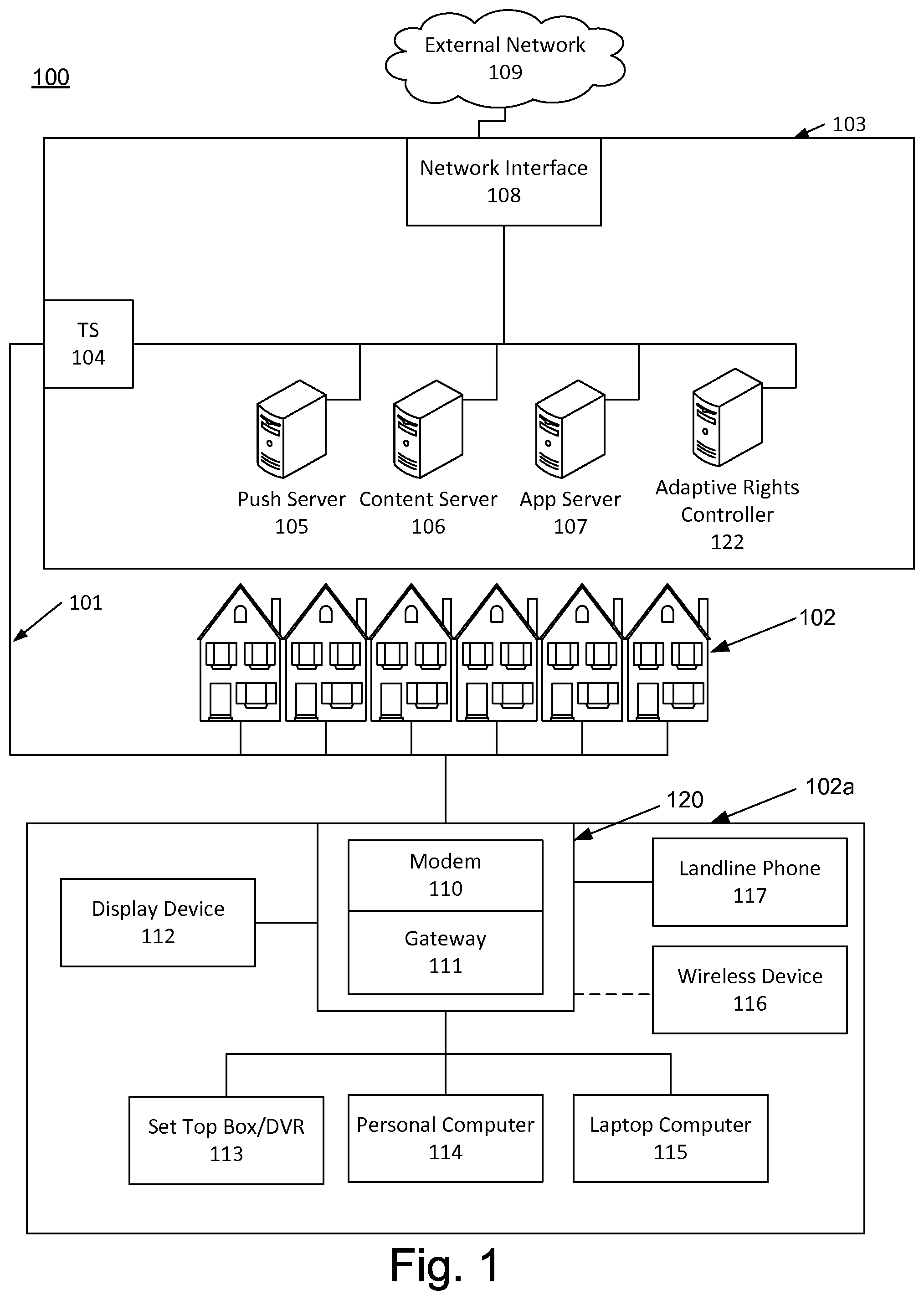 Patent US12314414 Figure 1 – Adaptive rights management system