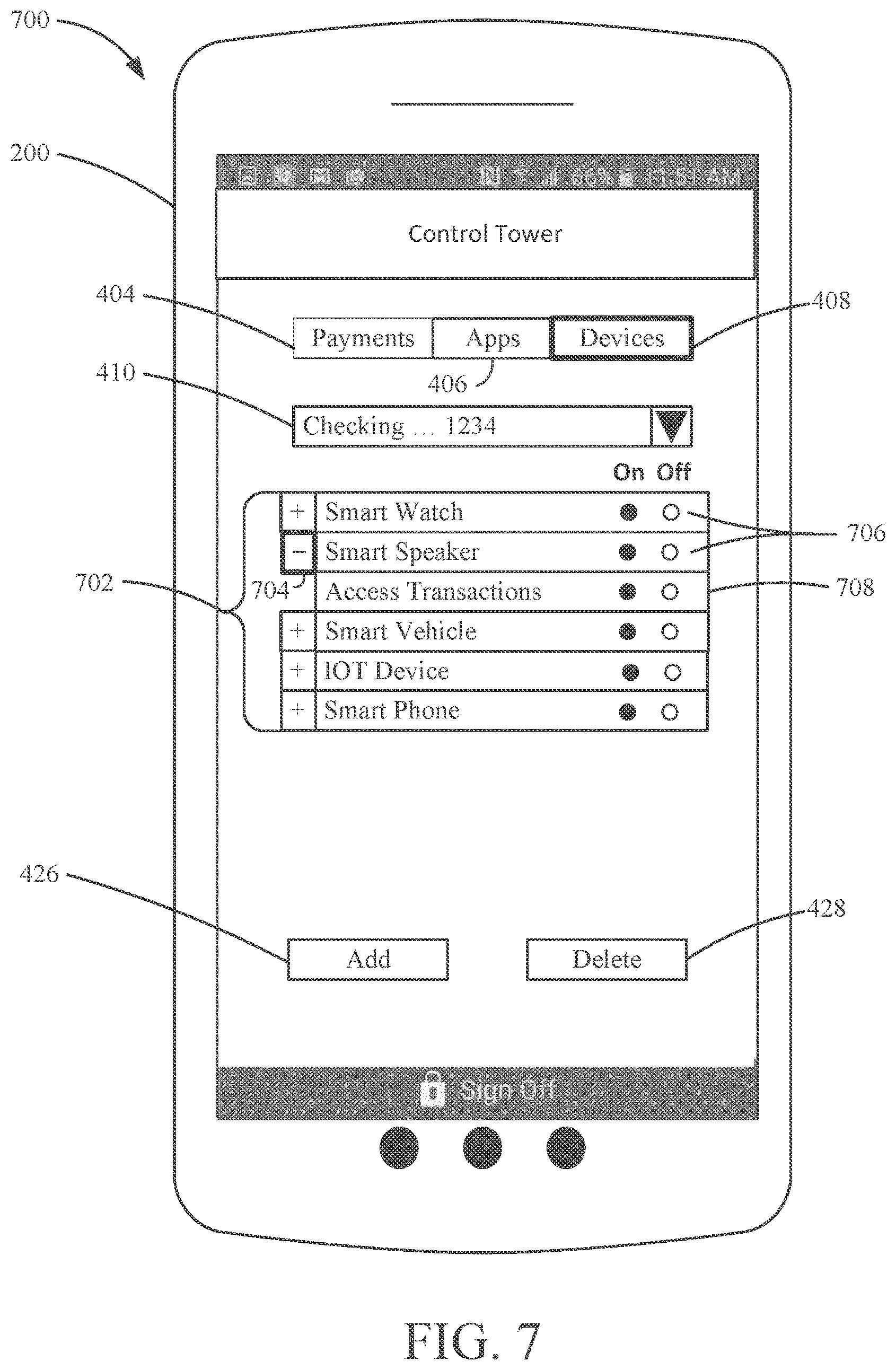 Patent US12314435 Figure 7 – Control tower for defining access permissions based on data type