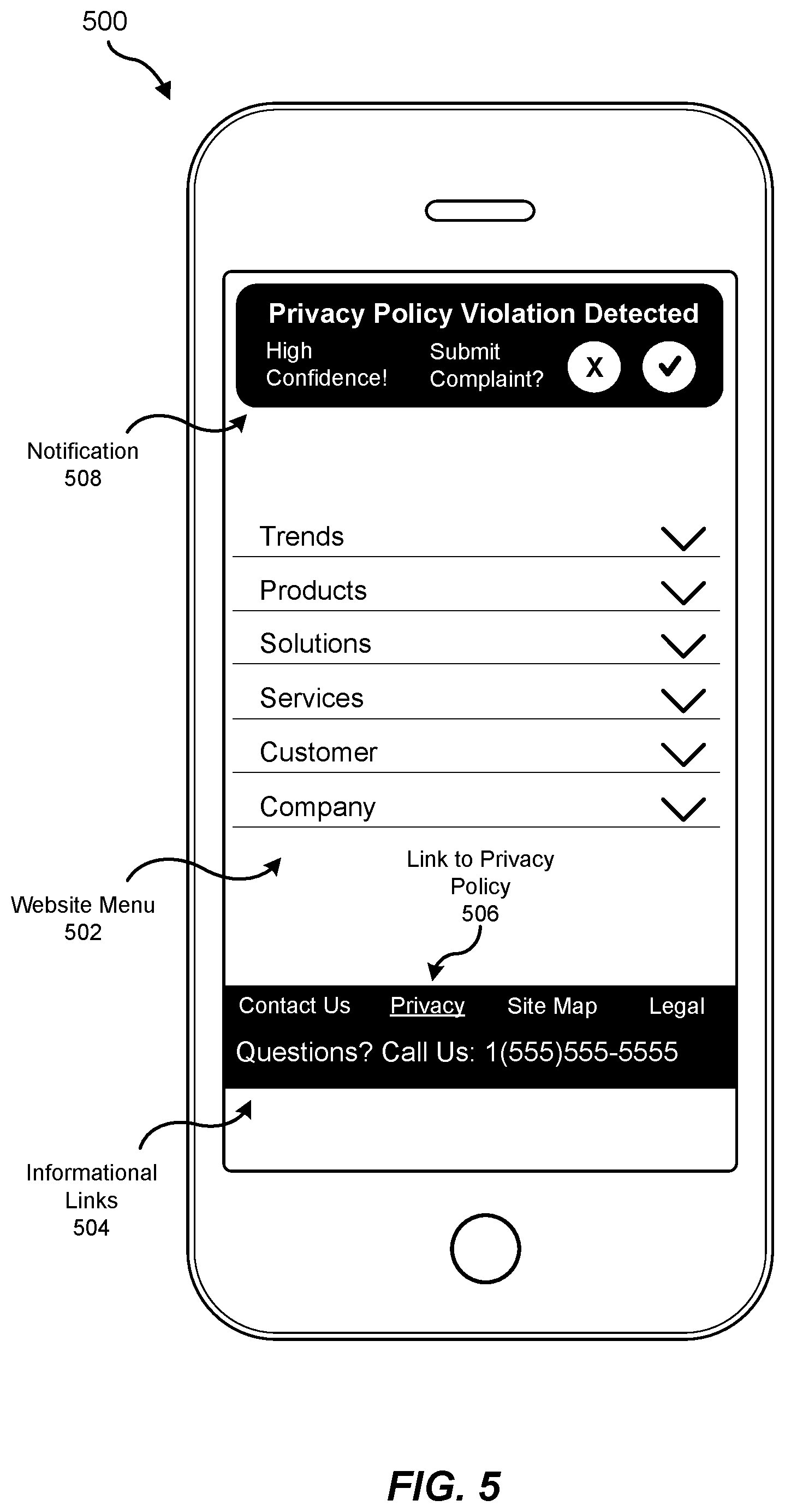 Patent US12314449 Figure 5 – Systems and methods for managing privacy policy violations