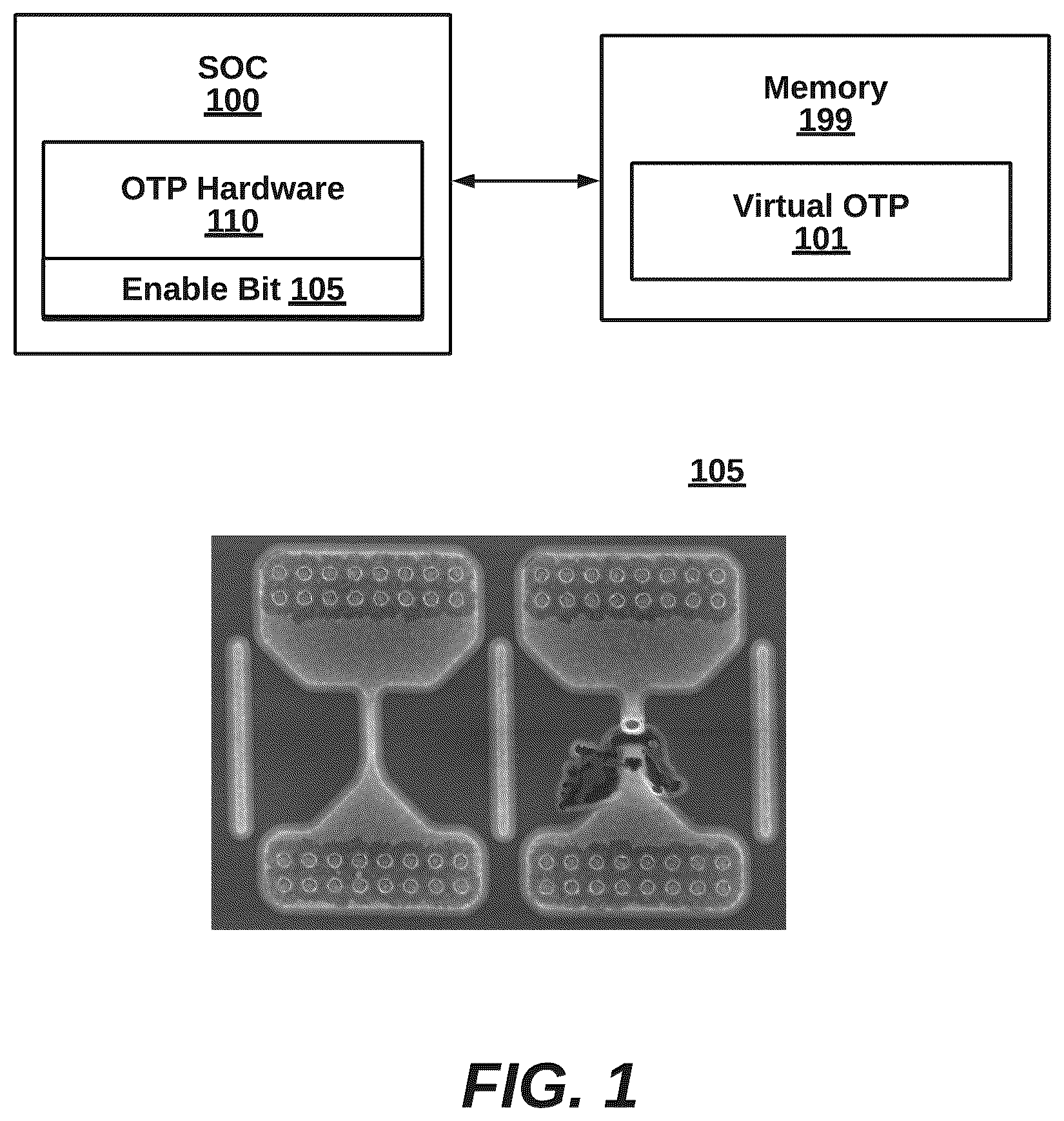 Patent US12314455 Figure 1 – Virtual one-time programming (OTP) to avoid dead chip during OTP device programming