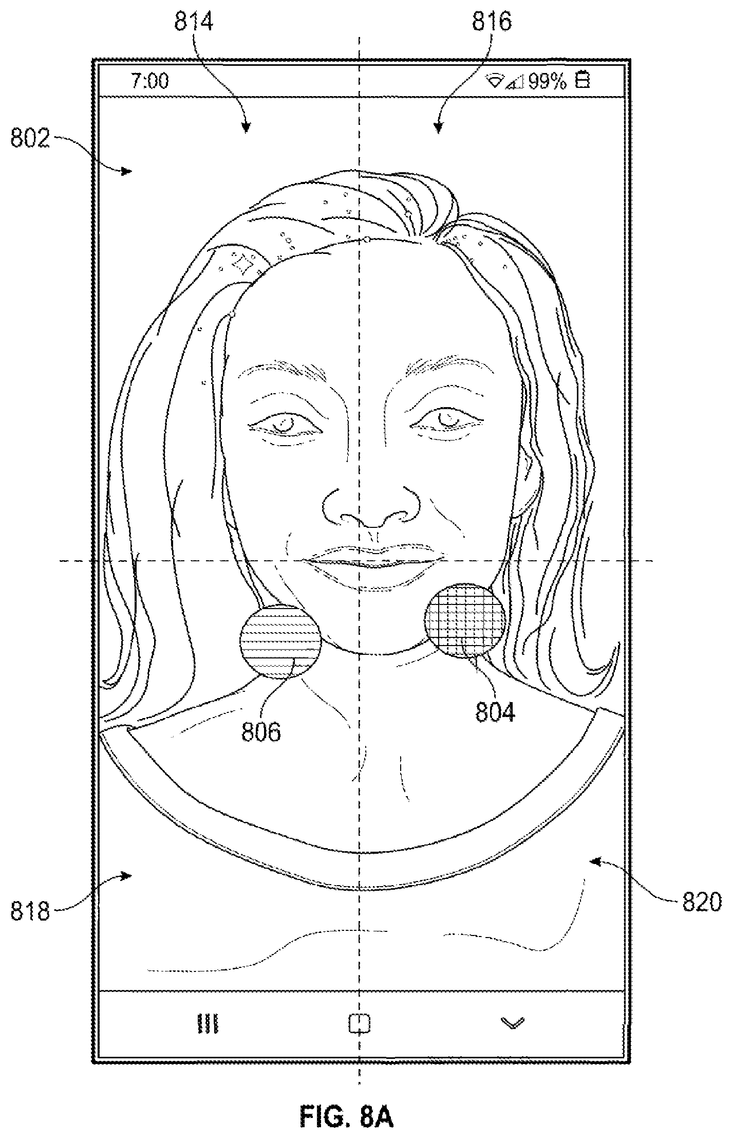 Patent US12314472 Figure 8 – Real-time communication interface with haptic and audio feedback response
