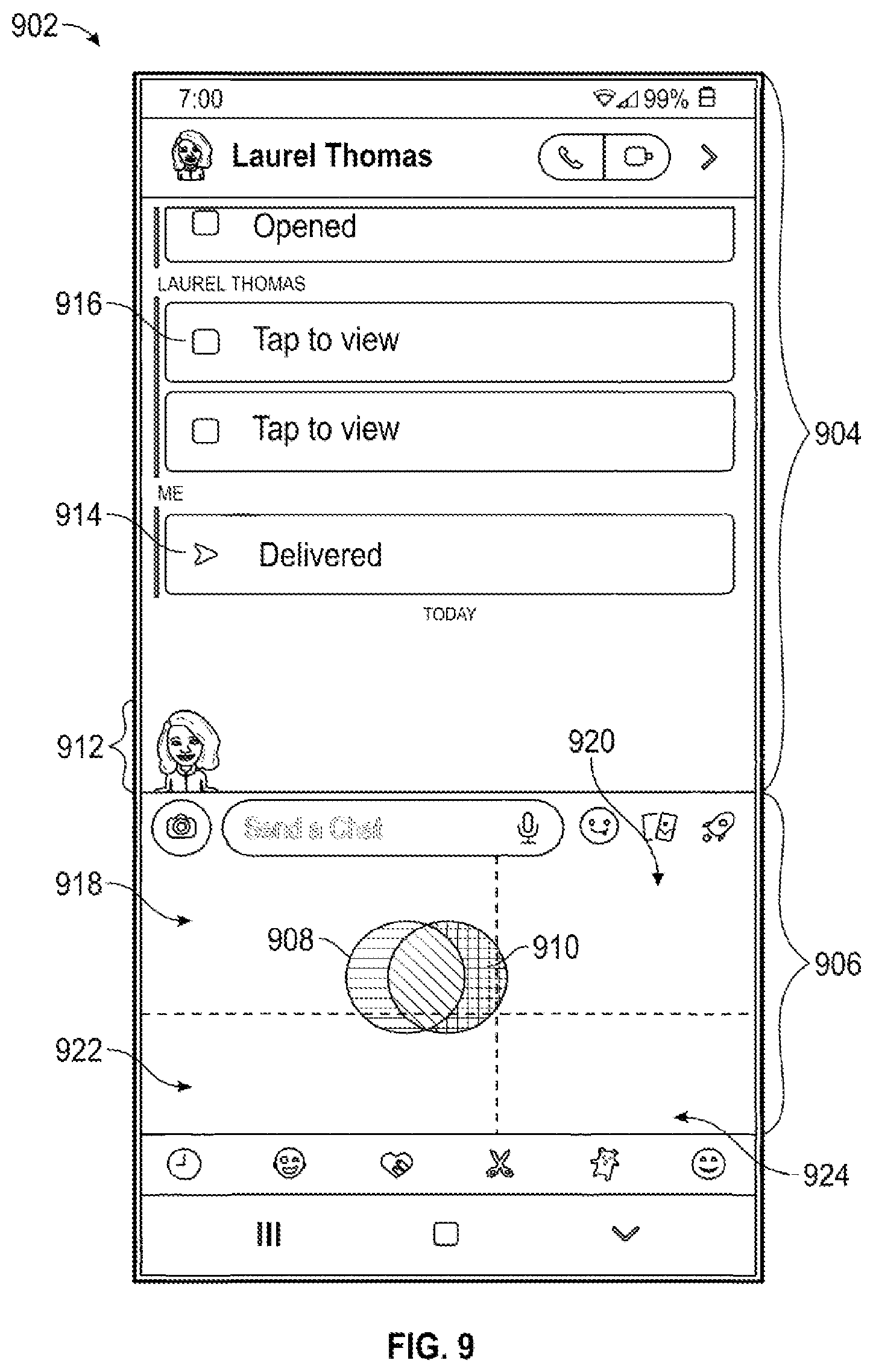 Patent US12314472 Figure 12 – Real-time communication interface with haptic and audio feedback response