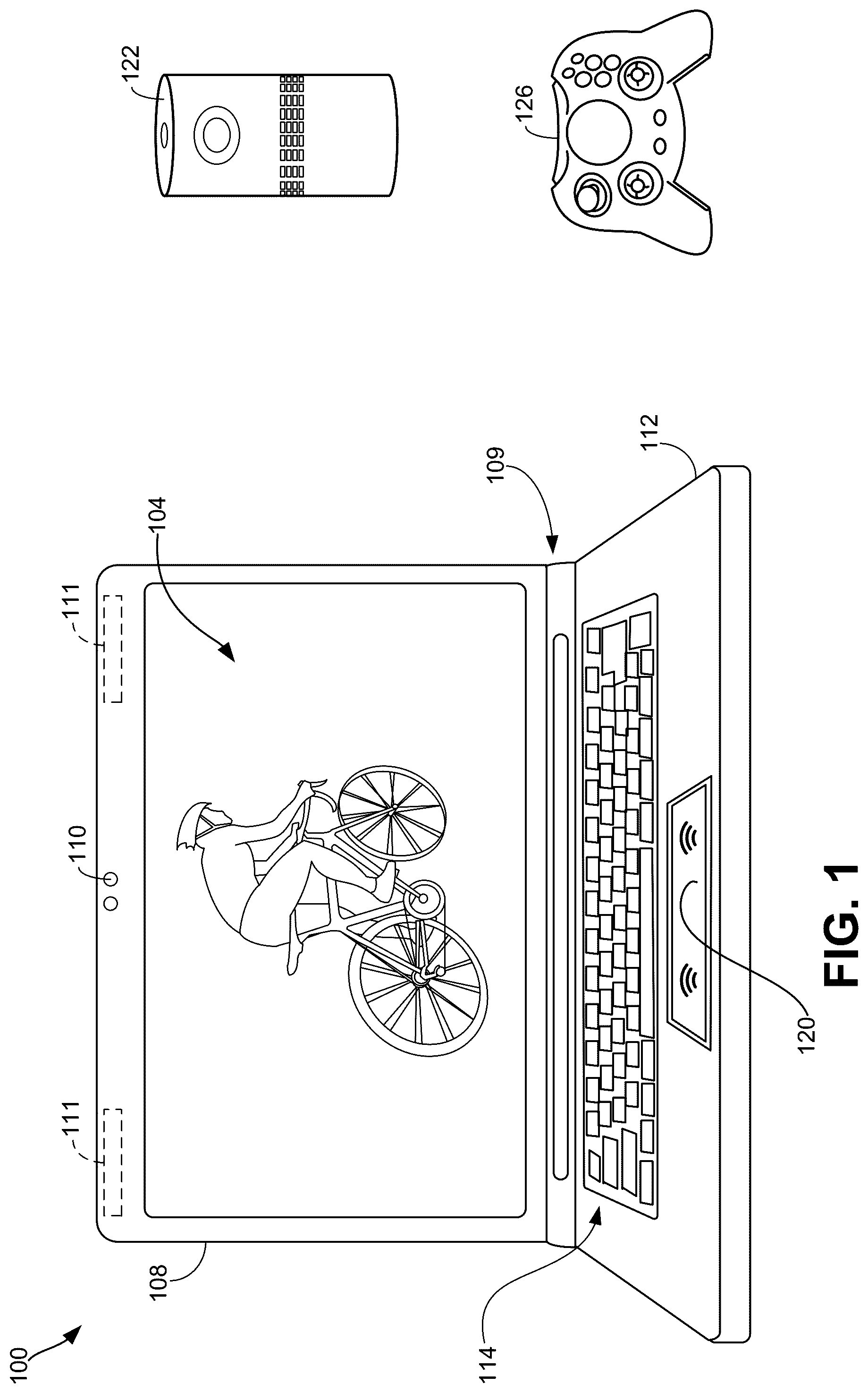 Patent US12314475 — Computing device with haptic trackpad — Figure 1
