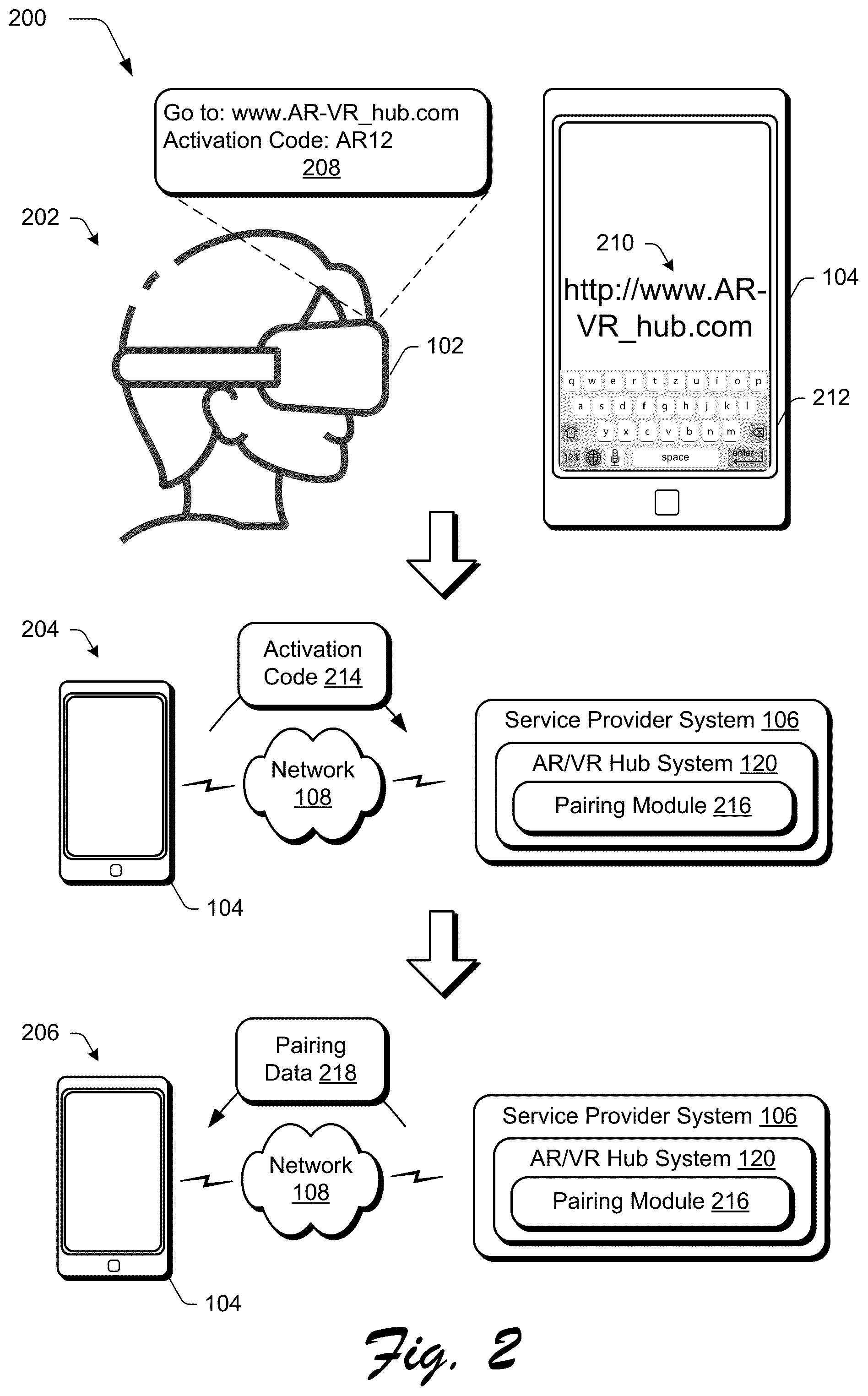 Patent US12314496 Figure 2 – Synchronizing augmented or virtual reality (AR/VR) applications with companion device interfaces