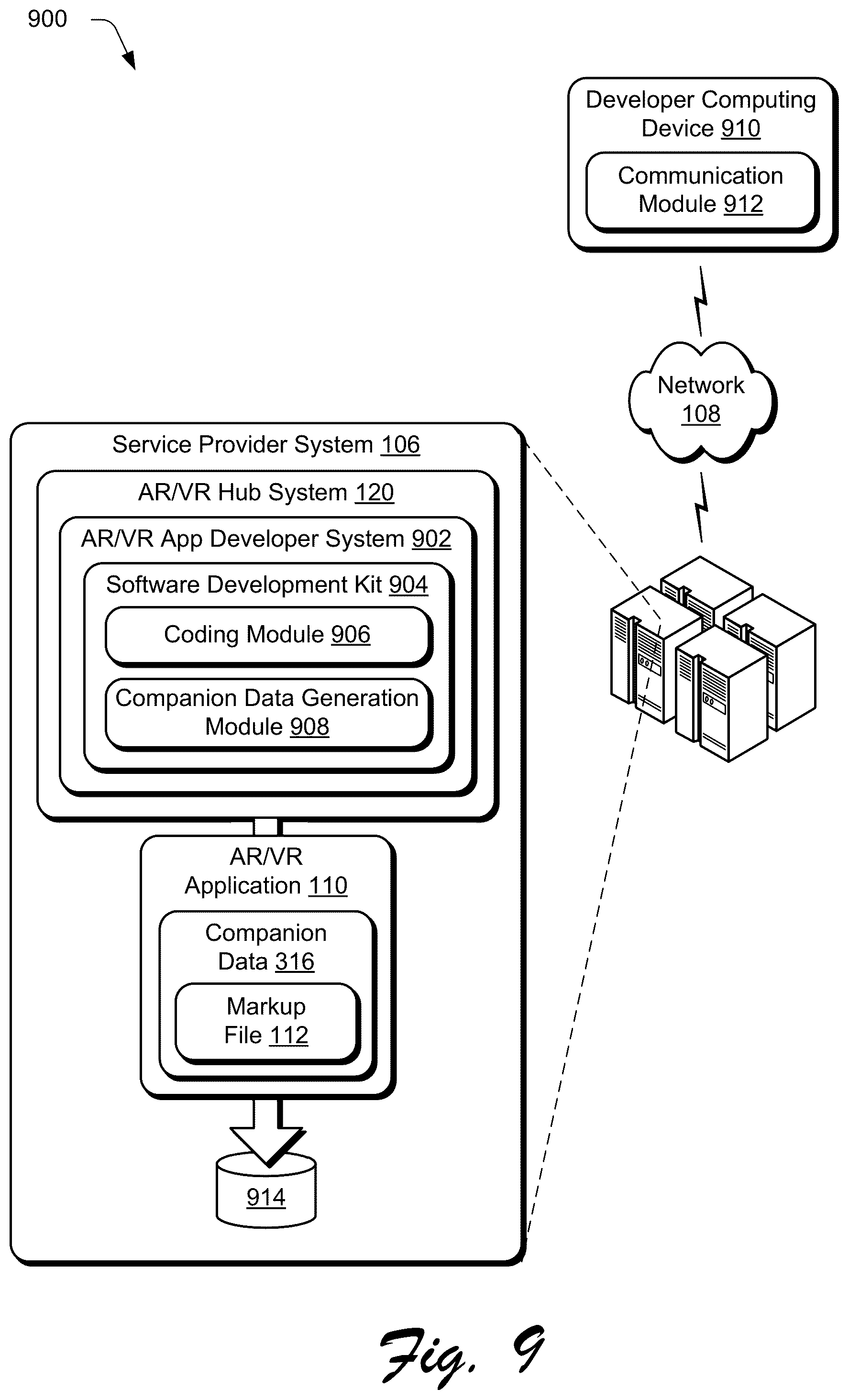 Patent US12314496 Figure 9 – Synchronizing augmented or virtual reality (AR/VR) applications with companion device interfaces