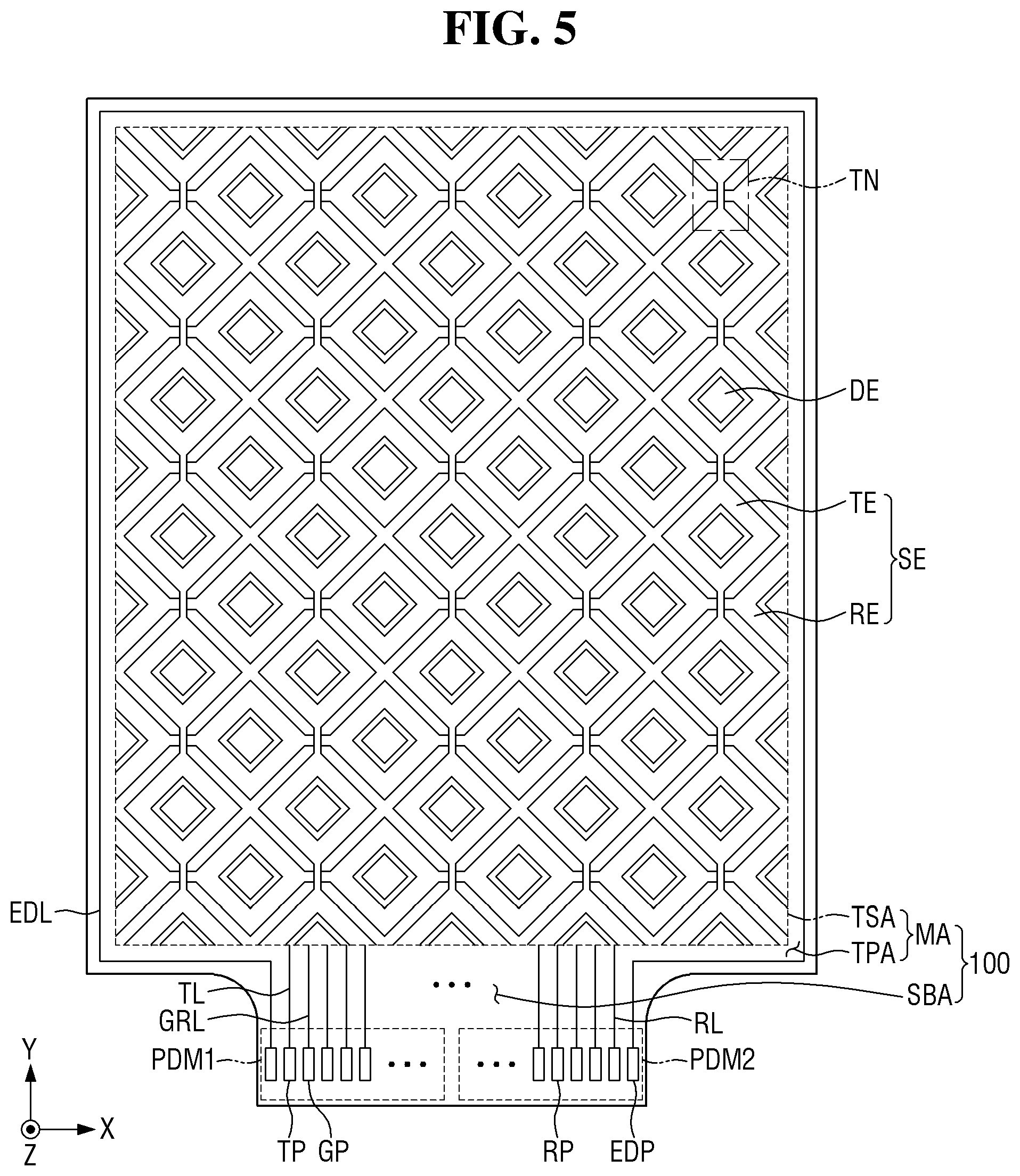 Patent US12314502 Figure 5 – Touch detection device, display device including the same, and method for manufacturing the same