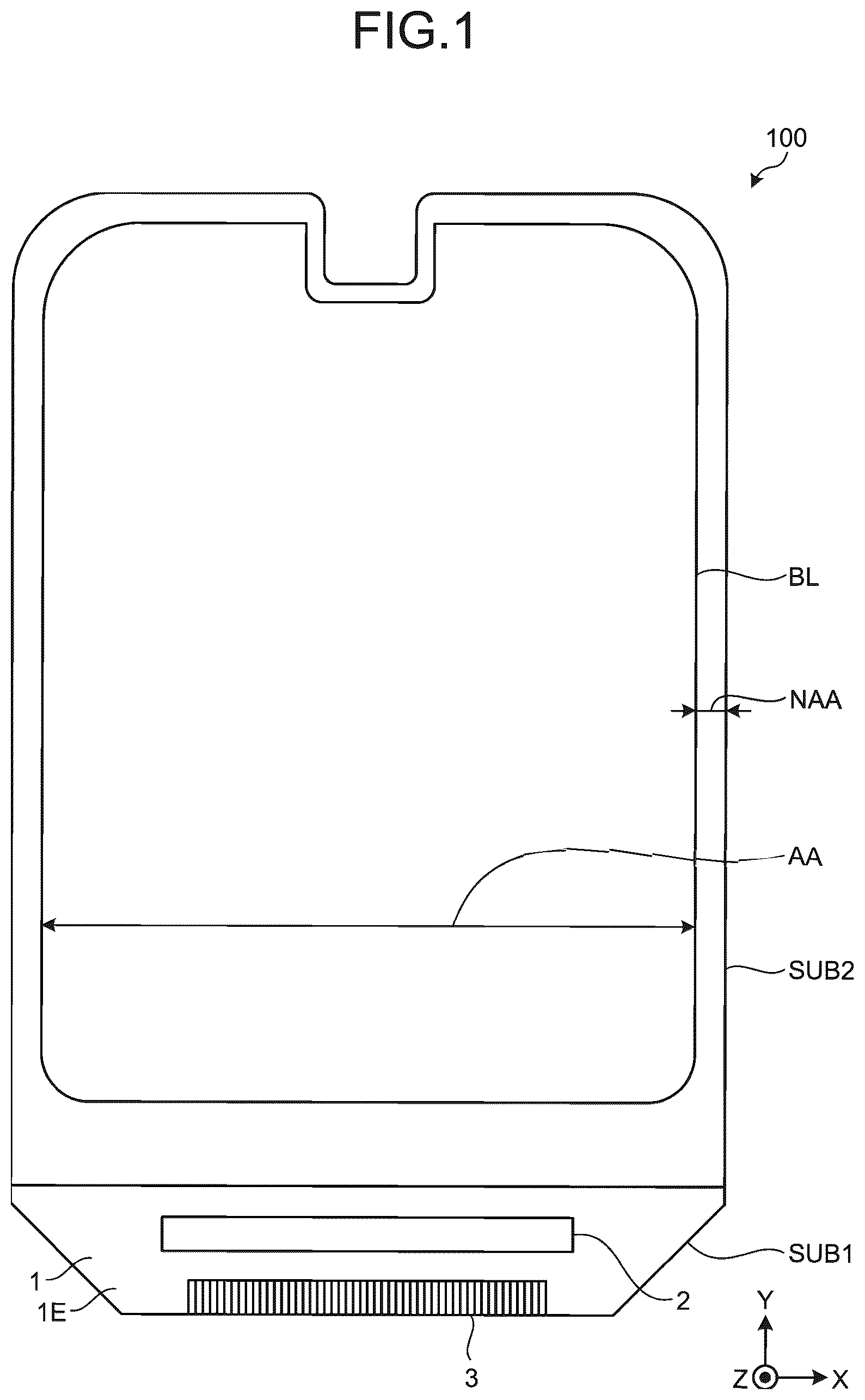 Patent US12314503 Figure 1 – Display device with sensor