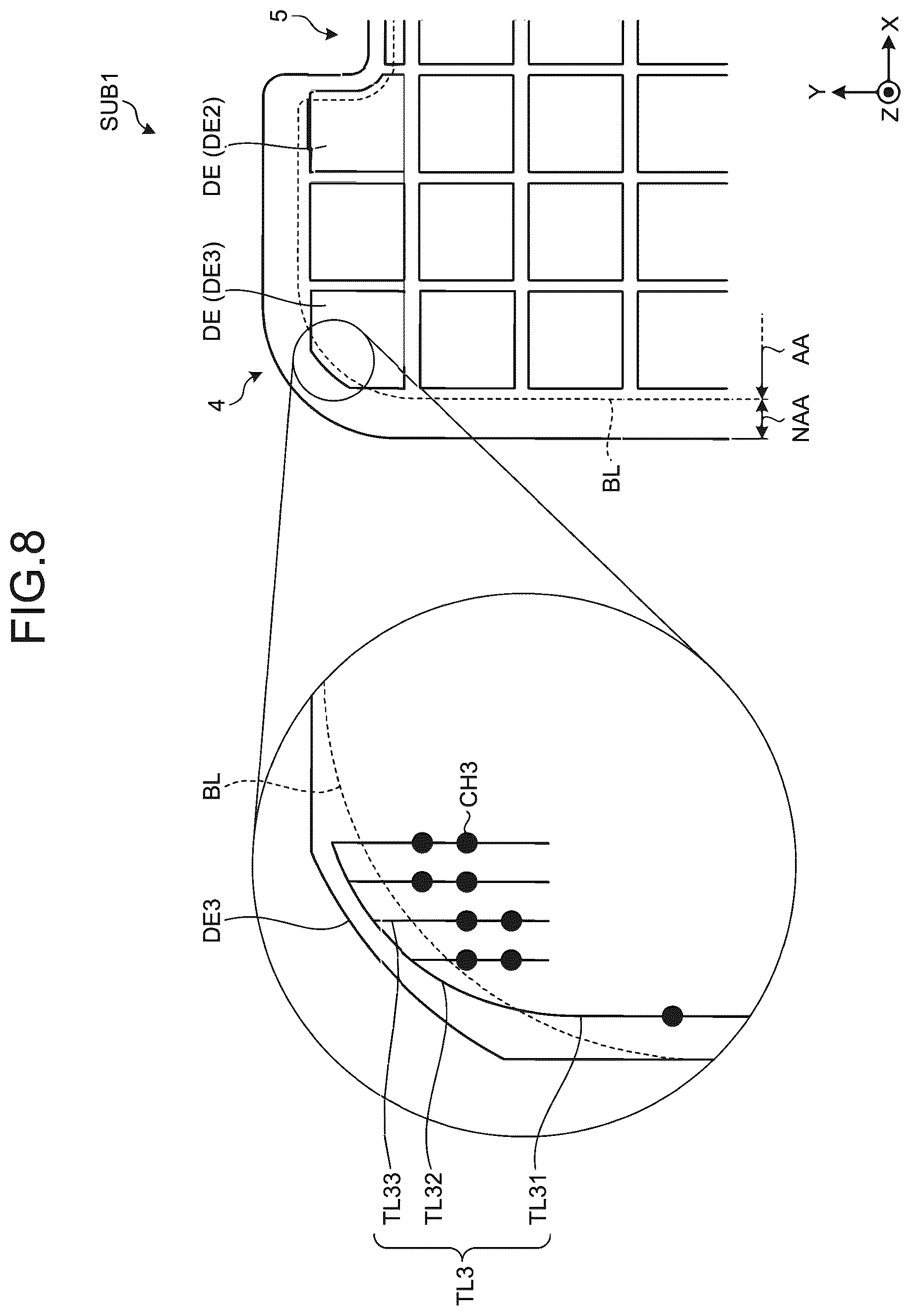 Patent US12314503 Figure 8 – Display device with sensor