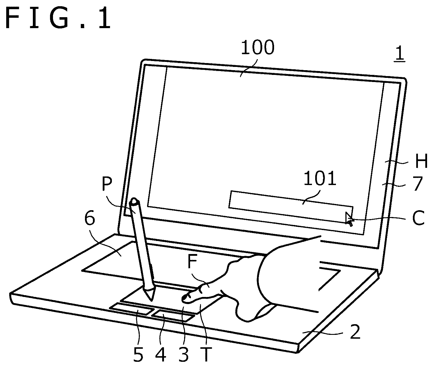 Patent US12314512 Figure 1 – System for touch pad