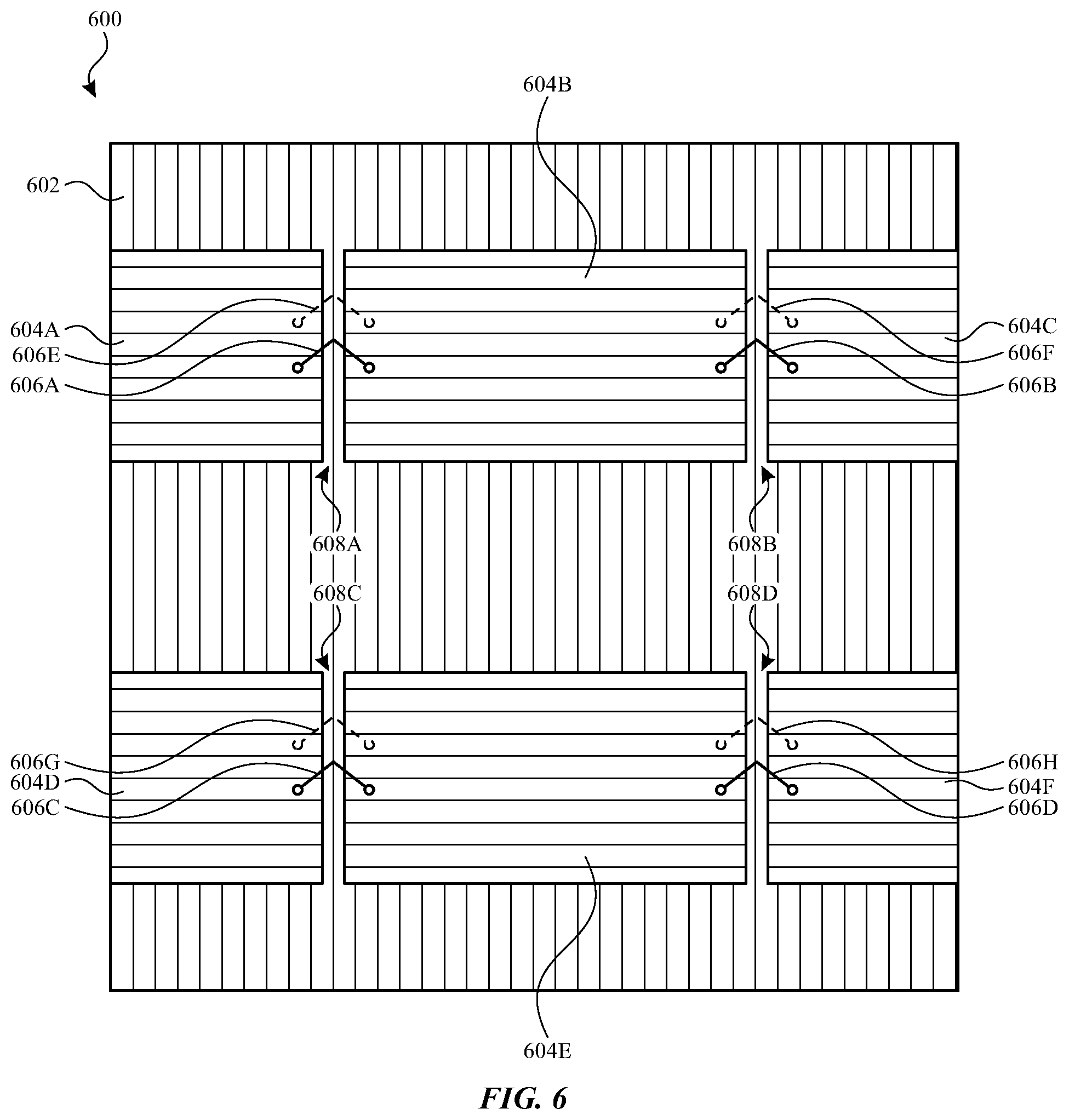 Patent US12314520 Figure 6 – Touch electrode architecture for high-transmittance touch screen