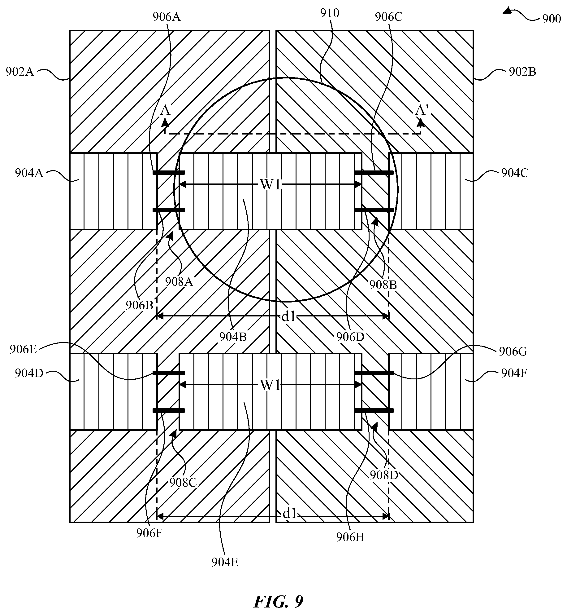 Patent US12314520 Figure 9 – Touch electrode architecture for high-transmittance touch screen