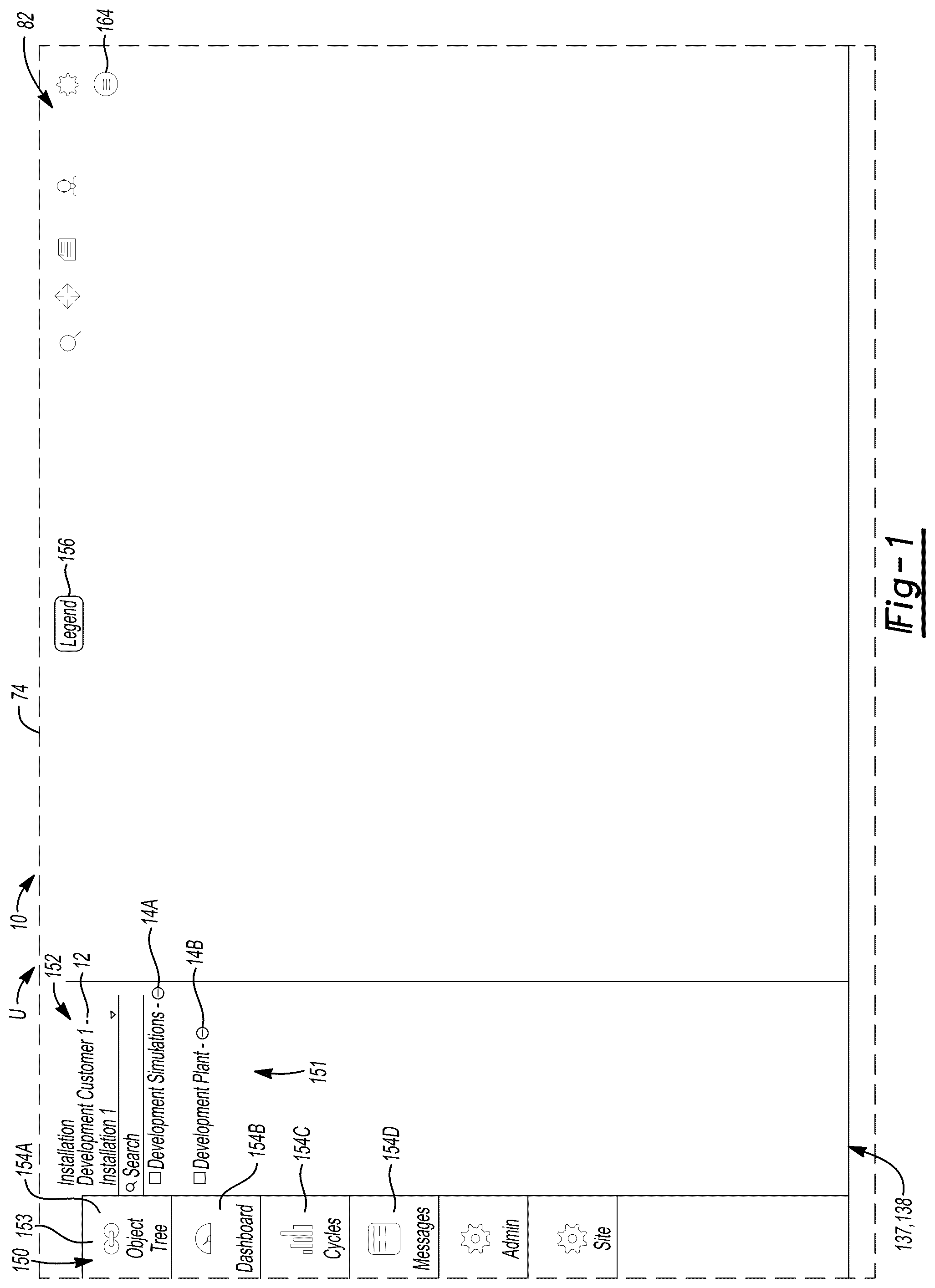 Patent US12314534 Figure 1 – Automation management interface with multiple asset display