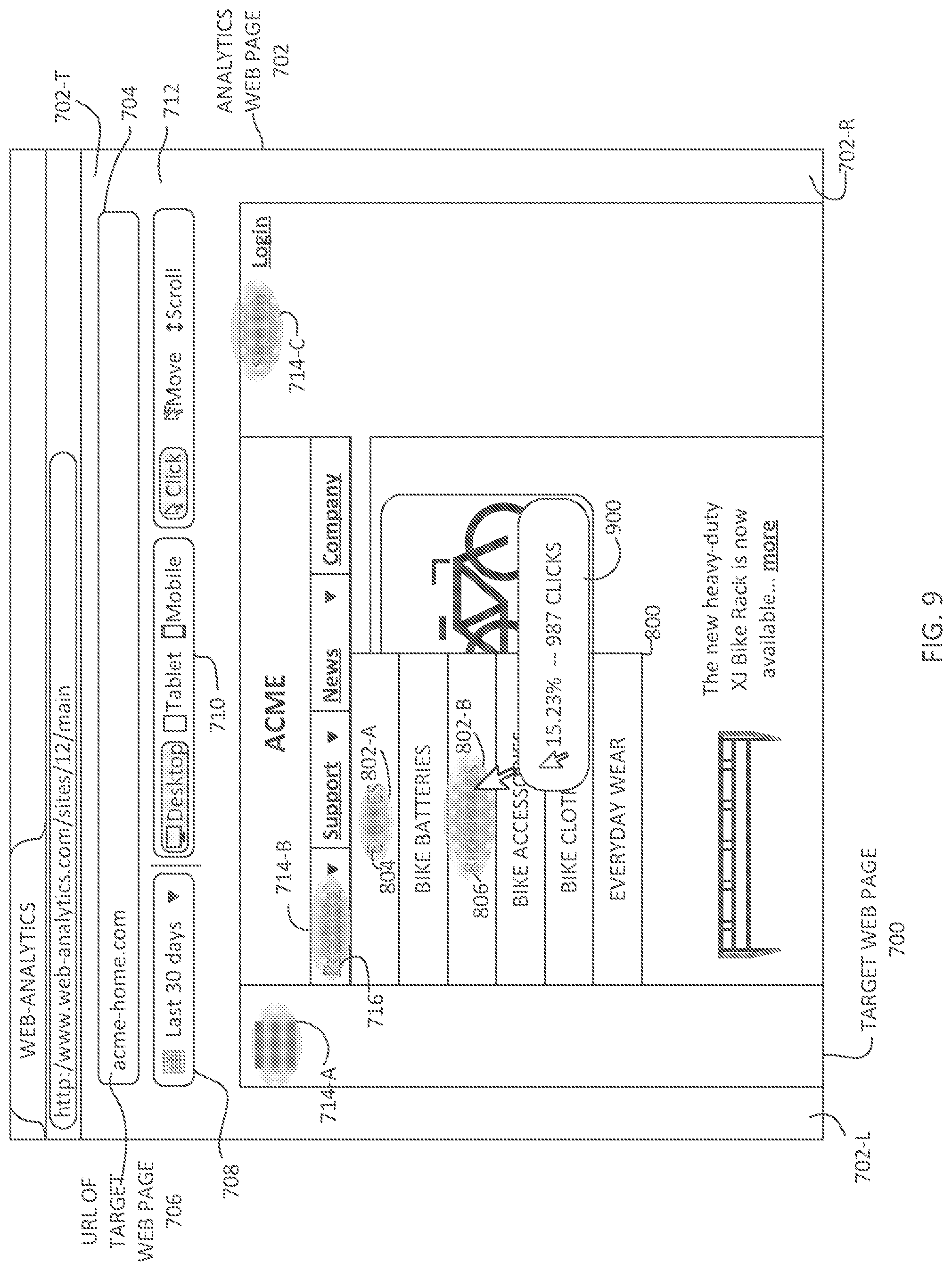 Patent US12314538 Figure 9 – Interactive heatmaps for websites