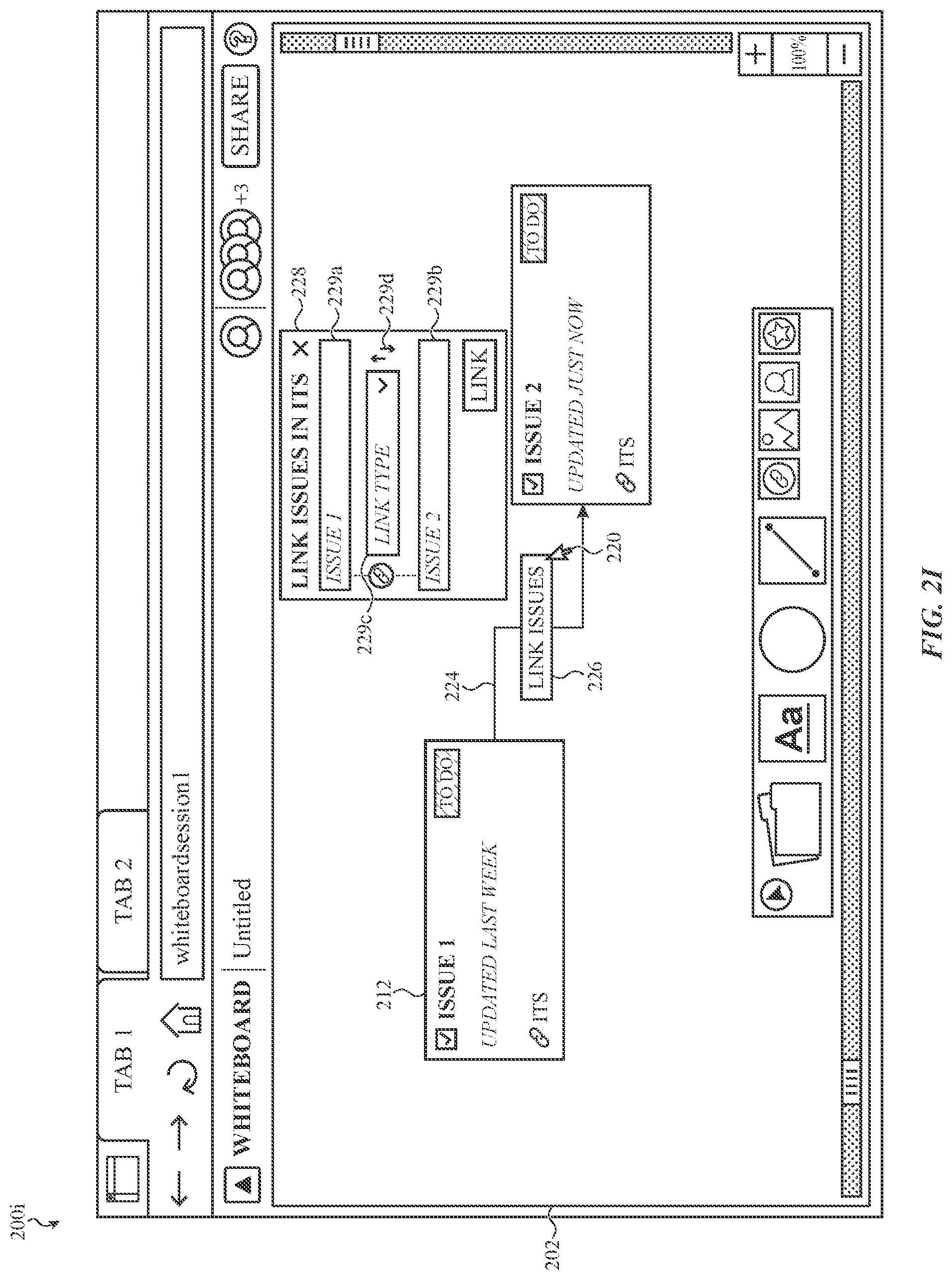 Patent US12314543 Figure 10 – Virtual whiteboarding application for visualizing and organizing issues from an issue tracking system