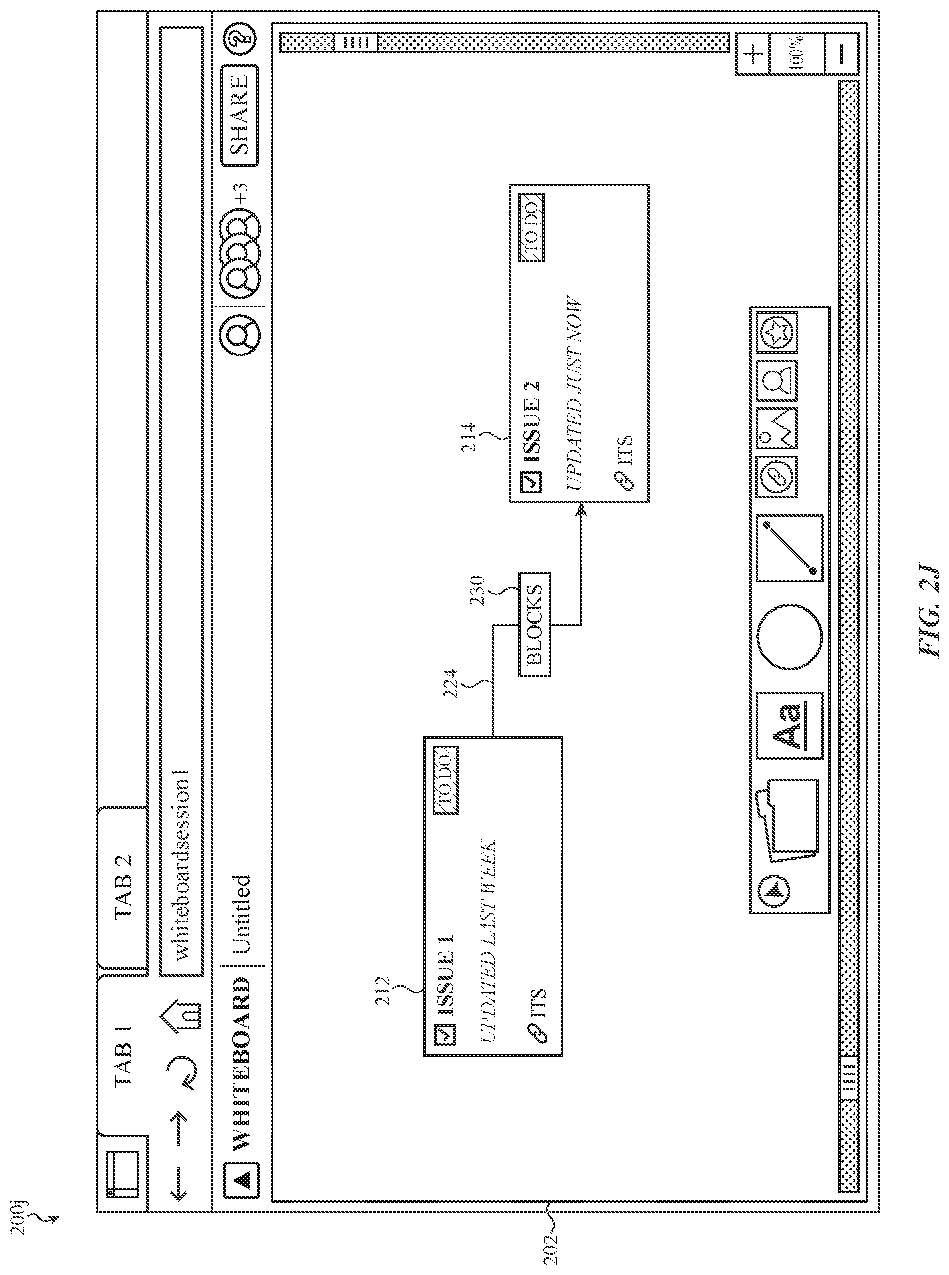 Patent US12314543 Figure 11 – Virtual whiteboarding application for visualizing and organizing issues from an issue tracking system