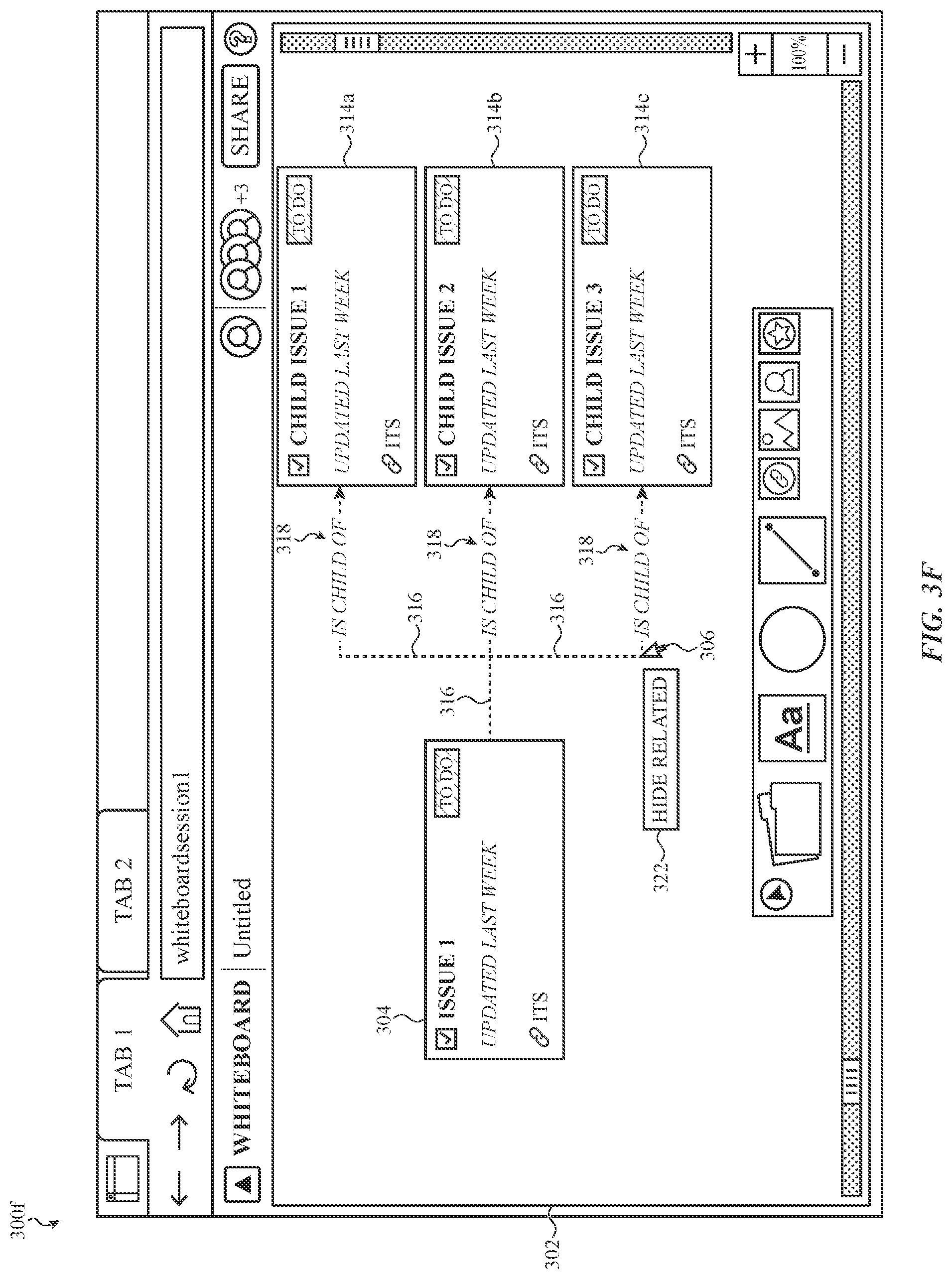 Patent US12314543 Figure 18 – Virtual whiteboarding application for visualizing and organizing issues from an issue tracking system