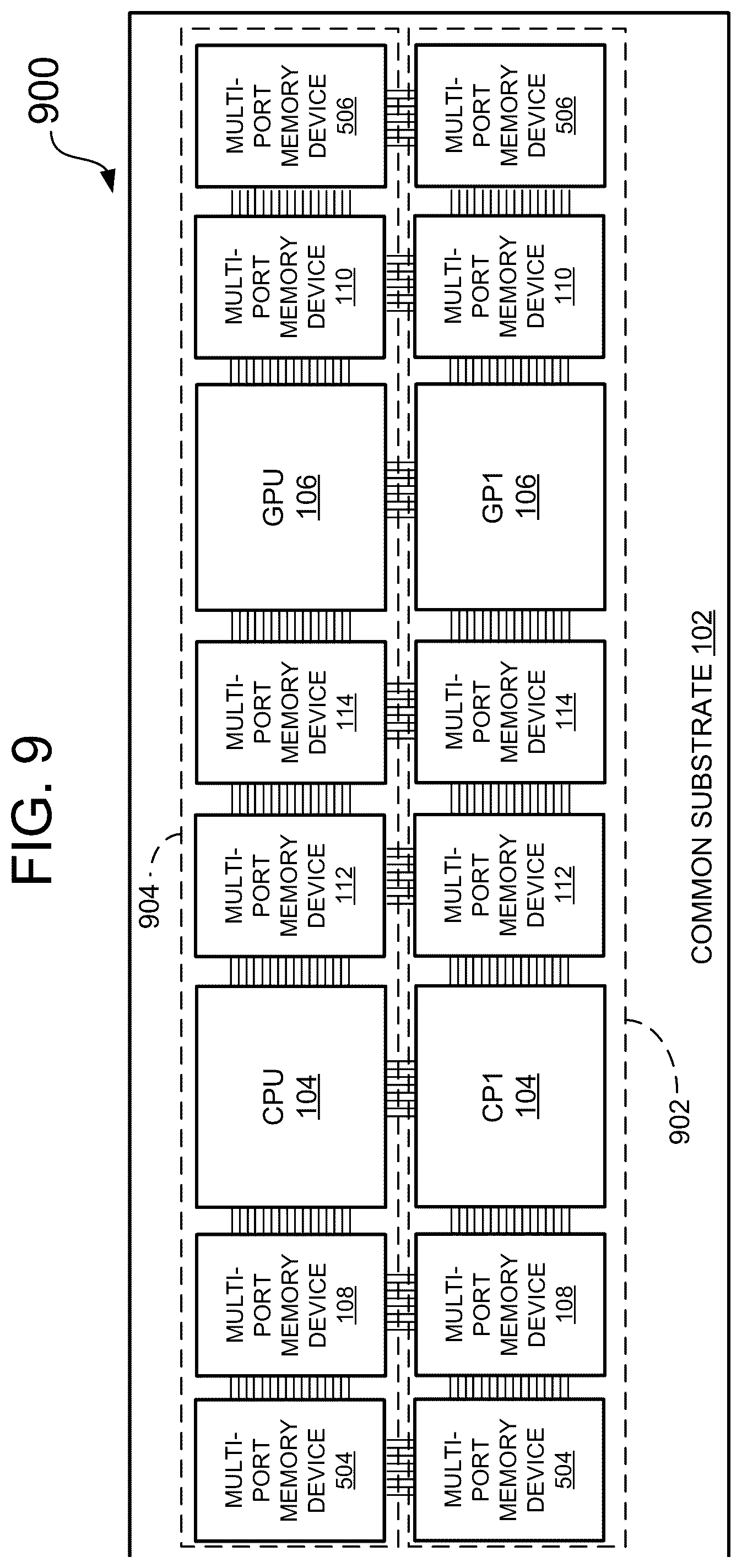 Patent US12314567 Figure 8 – Multi-chip module (MCM) with multi-port unified memory