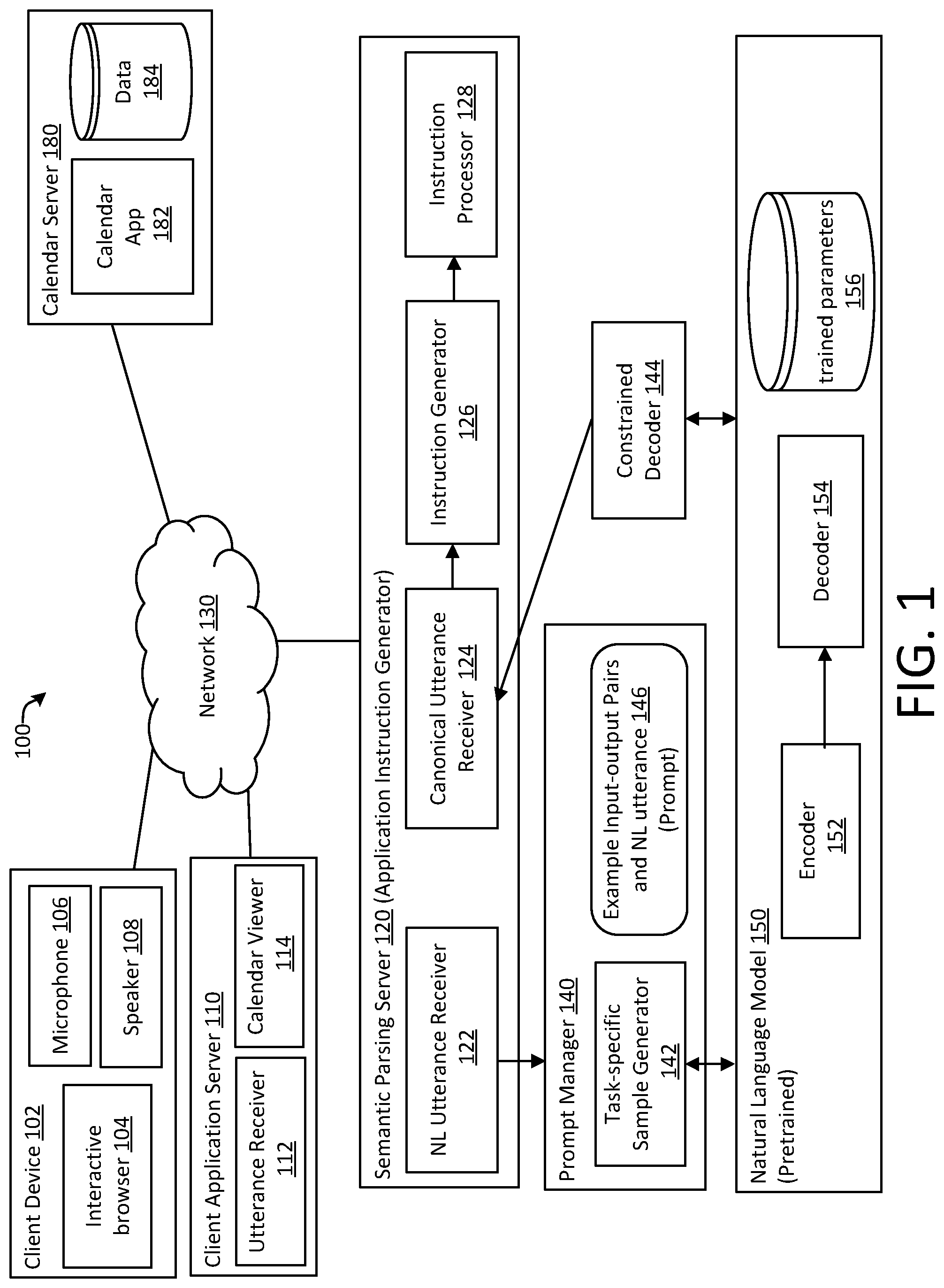 Patent US12314670 Figure 1 – Semantic parsing of utterance using contractive paraphrasing