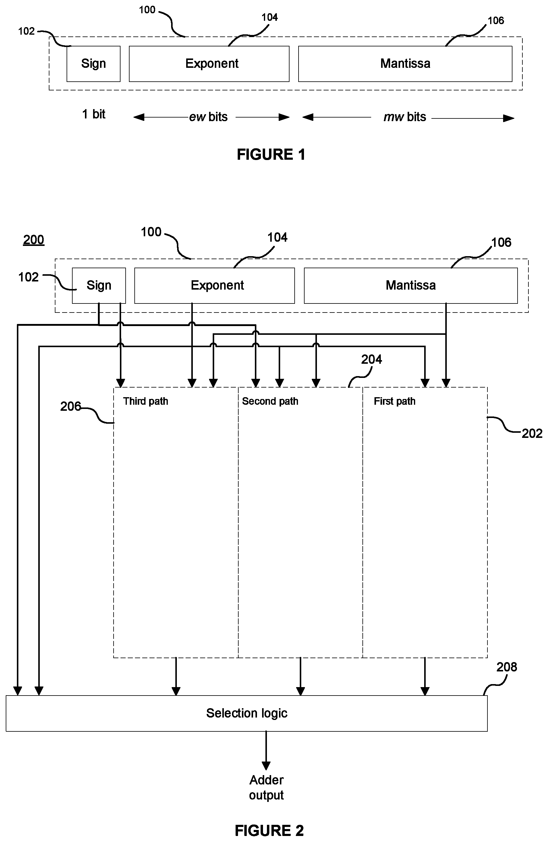 Patent US12314682 Figure 1 – Floating point adder